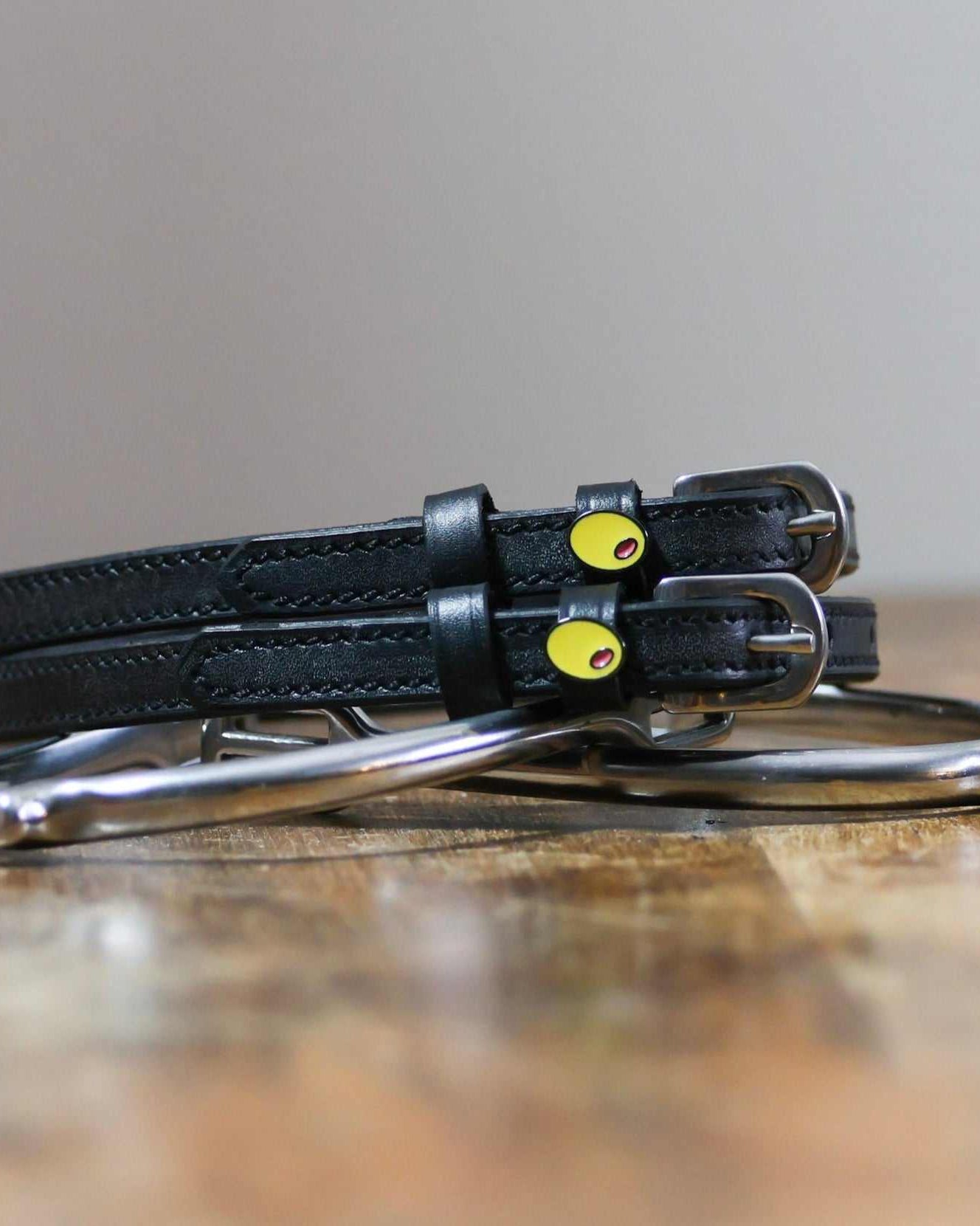 ManeJane Olive Spur Straps Spur Straps — black leather, non-stretch, hero image for English riders.