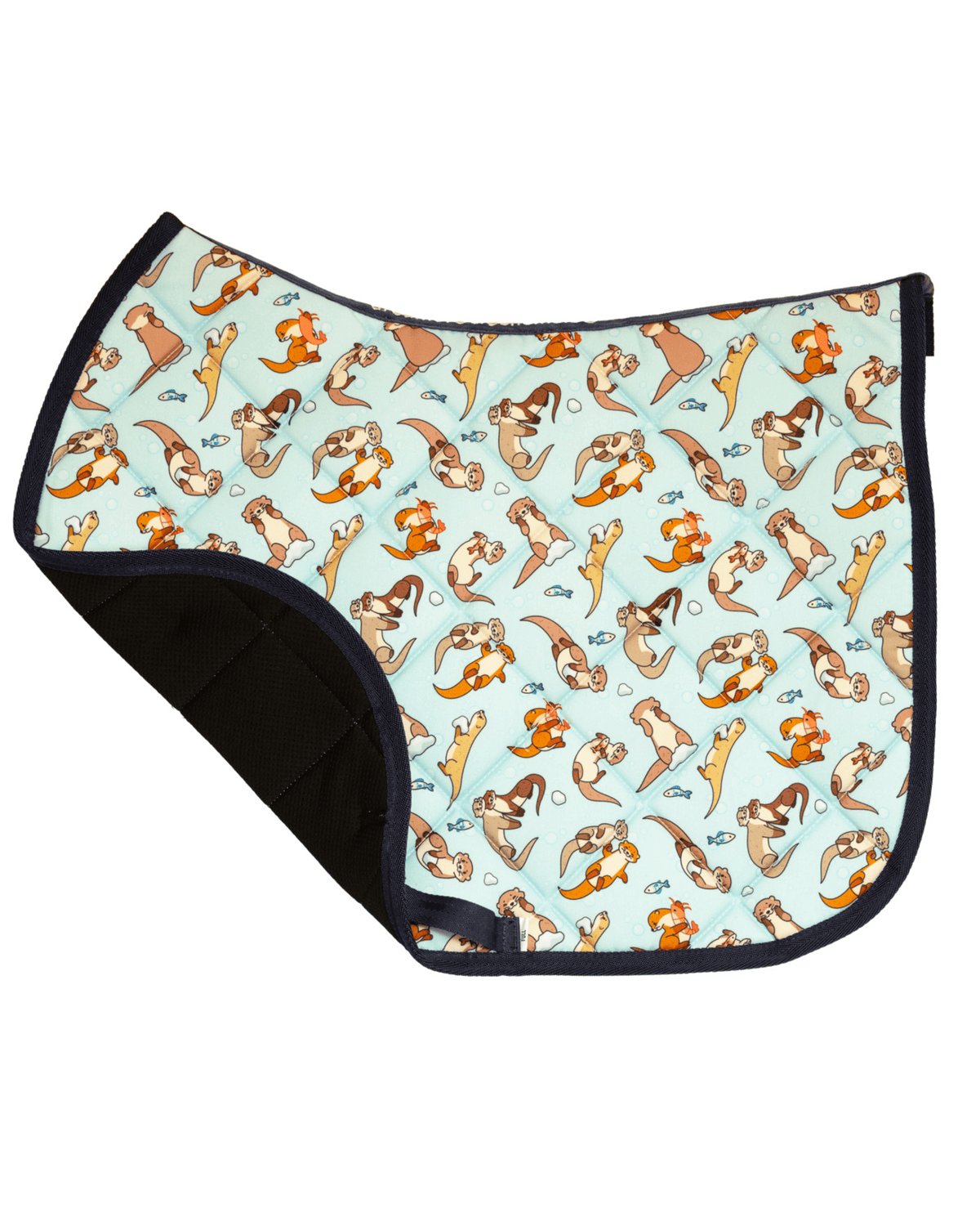 Otter-ly Adorable saddle pad folded back to show the breathable mesh underside and quilted lining