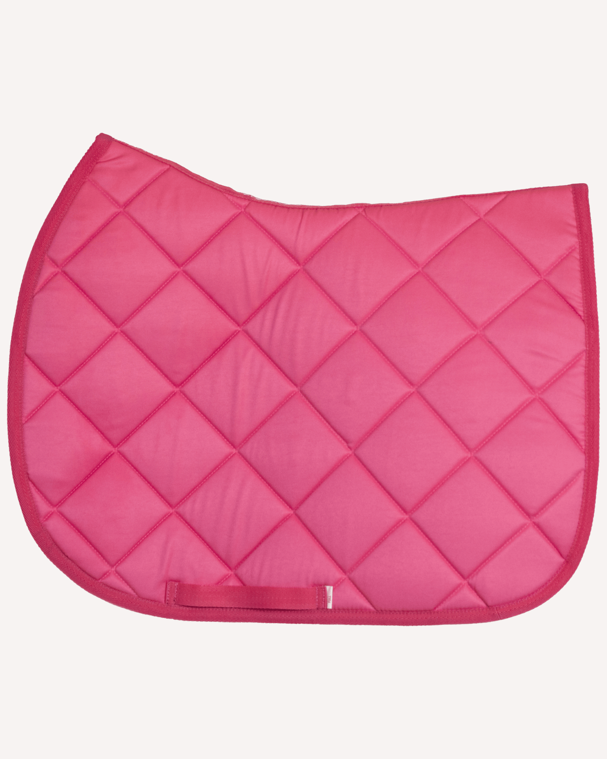 Pink saddle pad in hot pink, flat product view of the diamond-quilted top