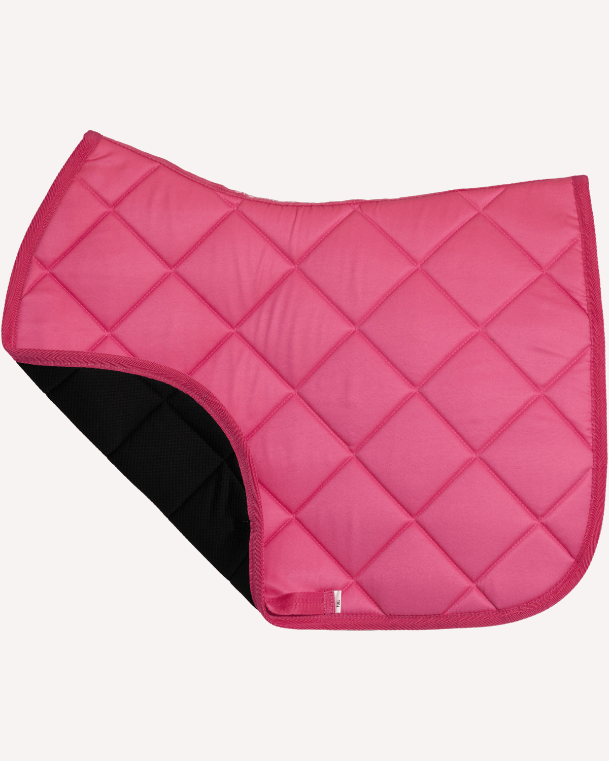 Pink saddle pad, close-up of the hot pink quilting and matching binding