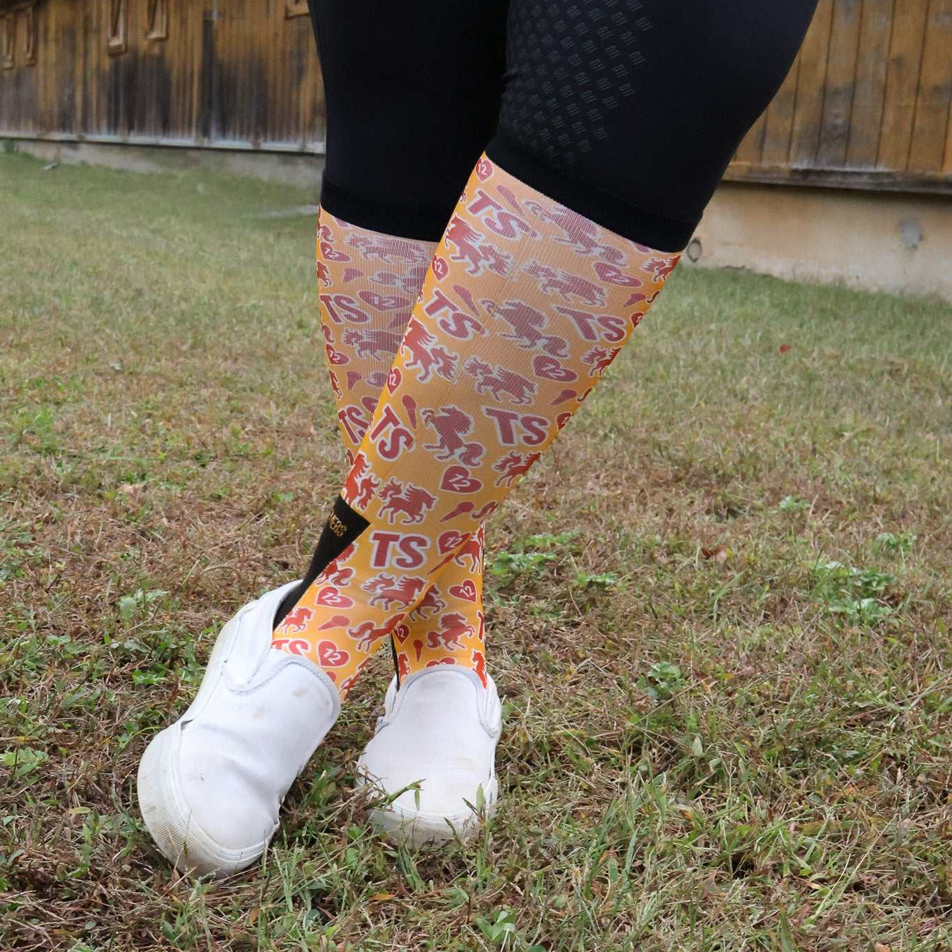 Limited edition horse showgirl boot socks with glitter design for equestrians