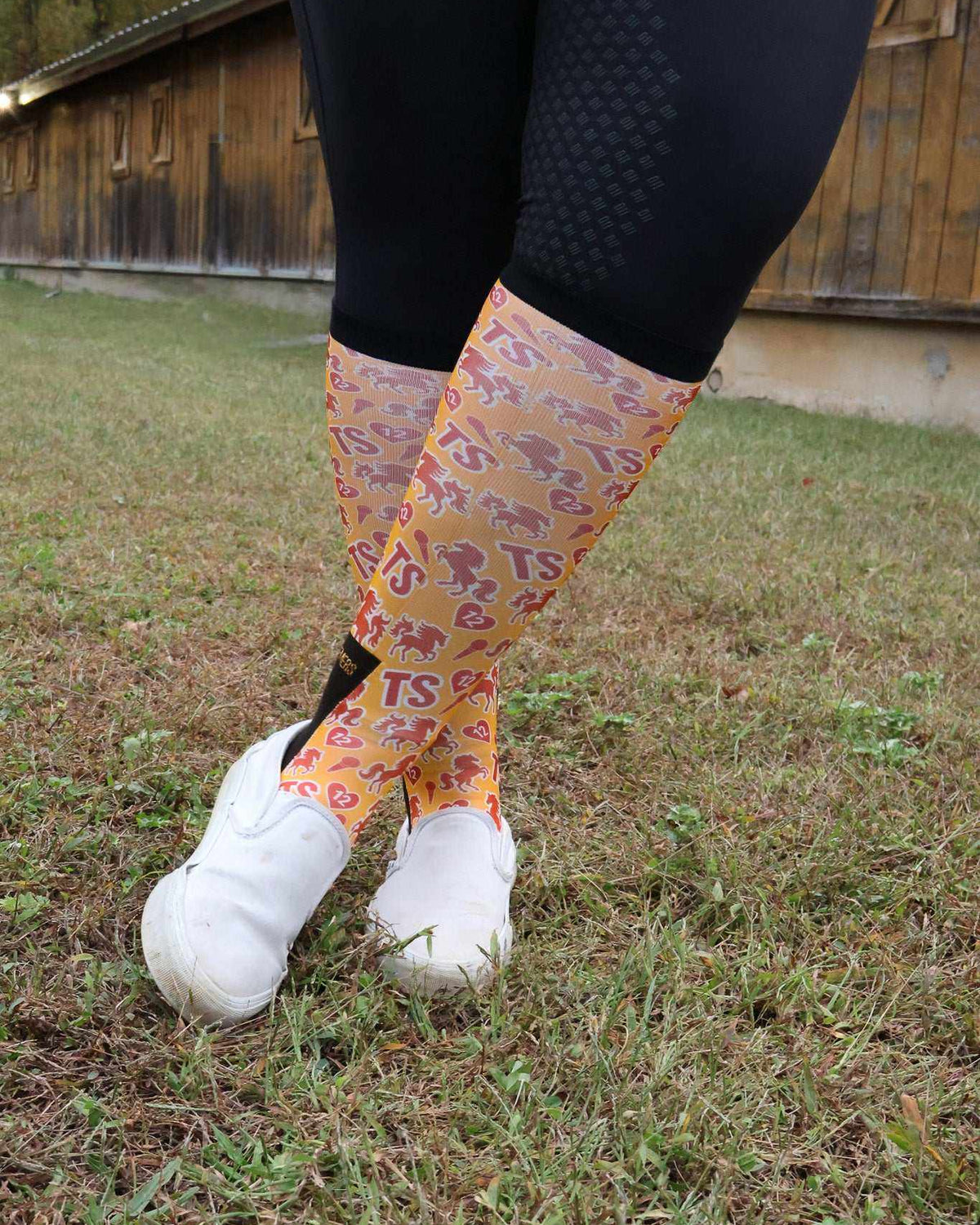 Limited edition horse showgirl boot socks with glitter design for equestrians