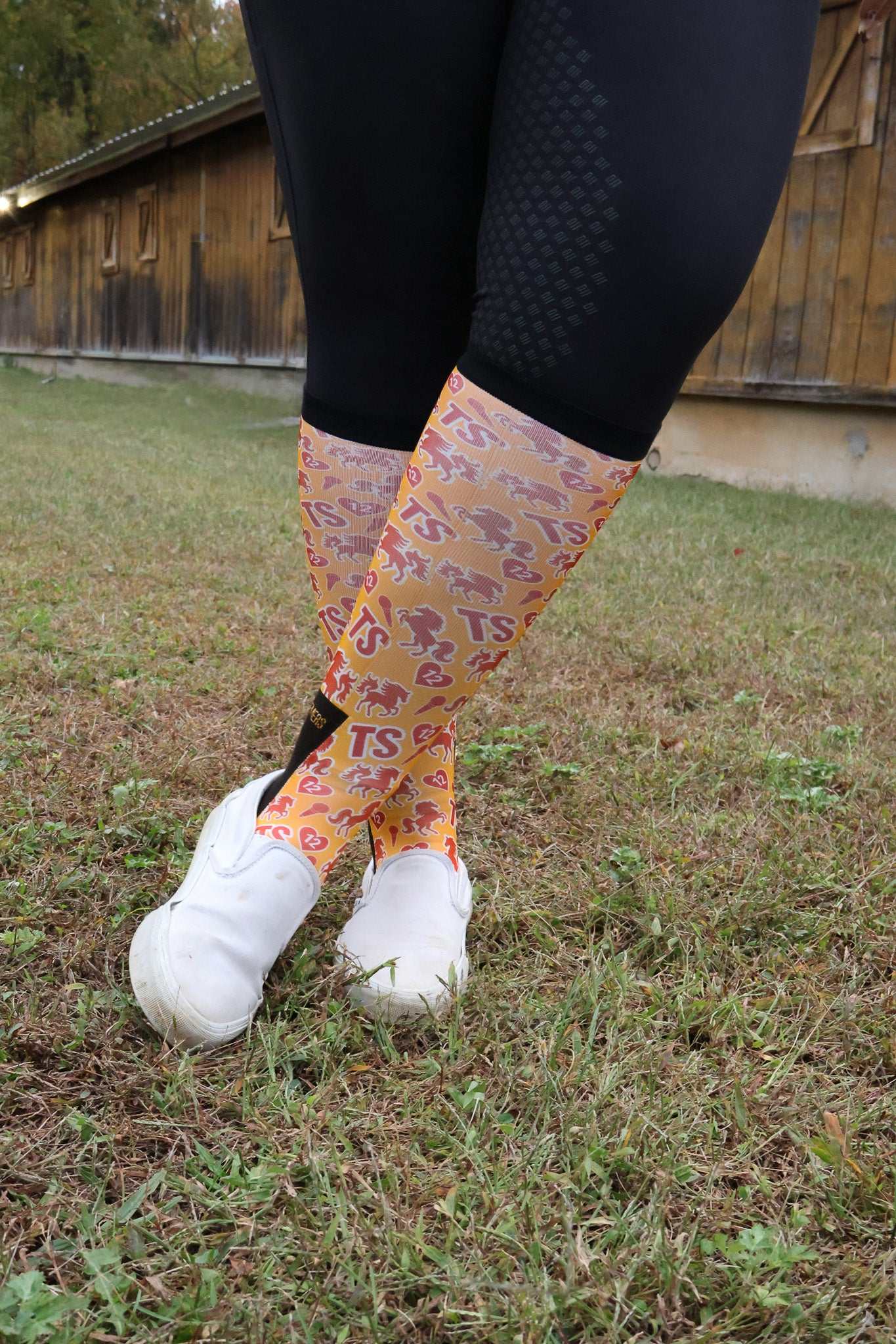 Limited edition horse showgirl boot socks with glitter design for equestrians