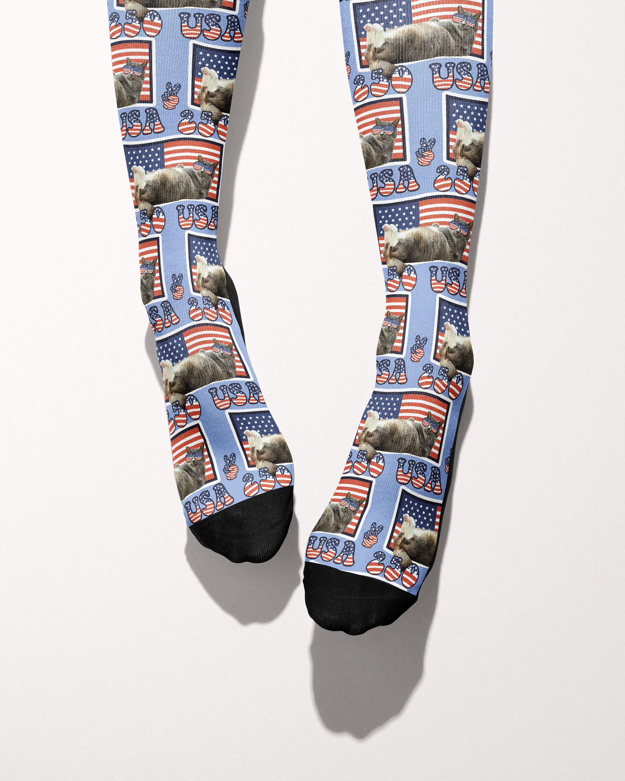250 USA custom photo equestrian boot socks, additional view