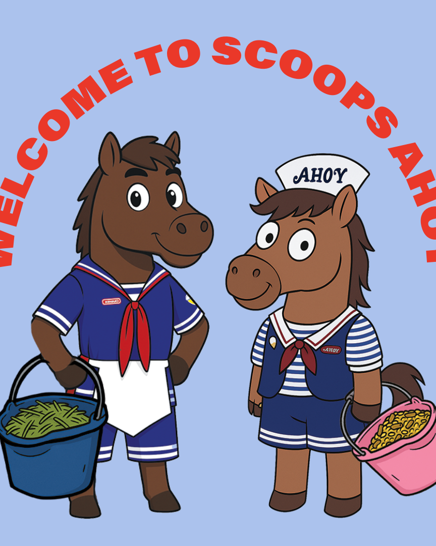 Limited edition Scoops Ahoy boot socks with retro ice cream parlor and horse scoop design