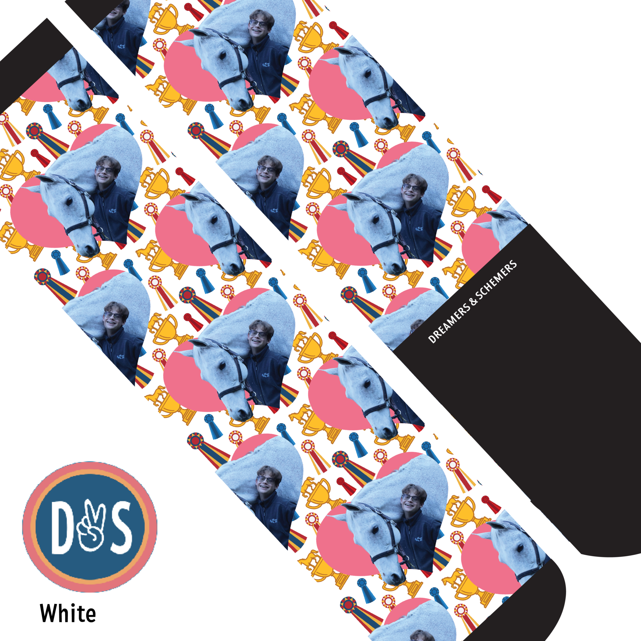 Custom socks featuring hearts and winner winner design for personalized comfort and style