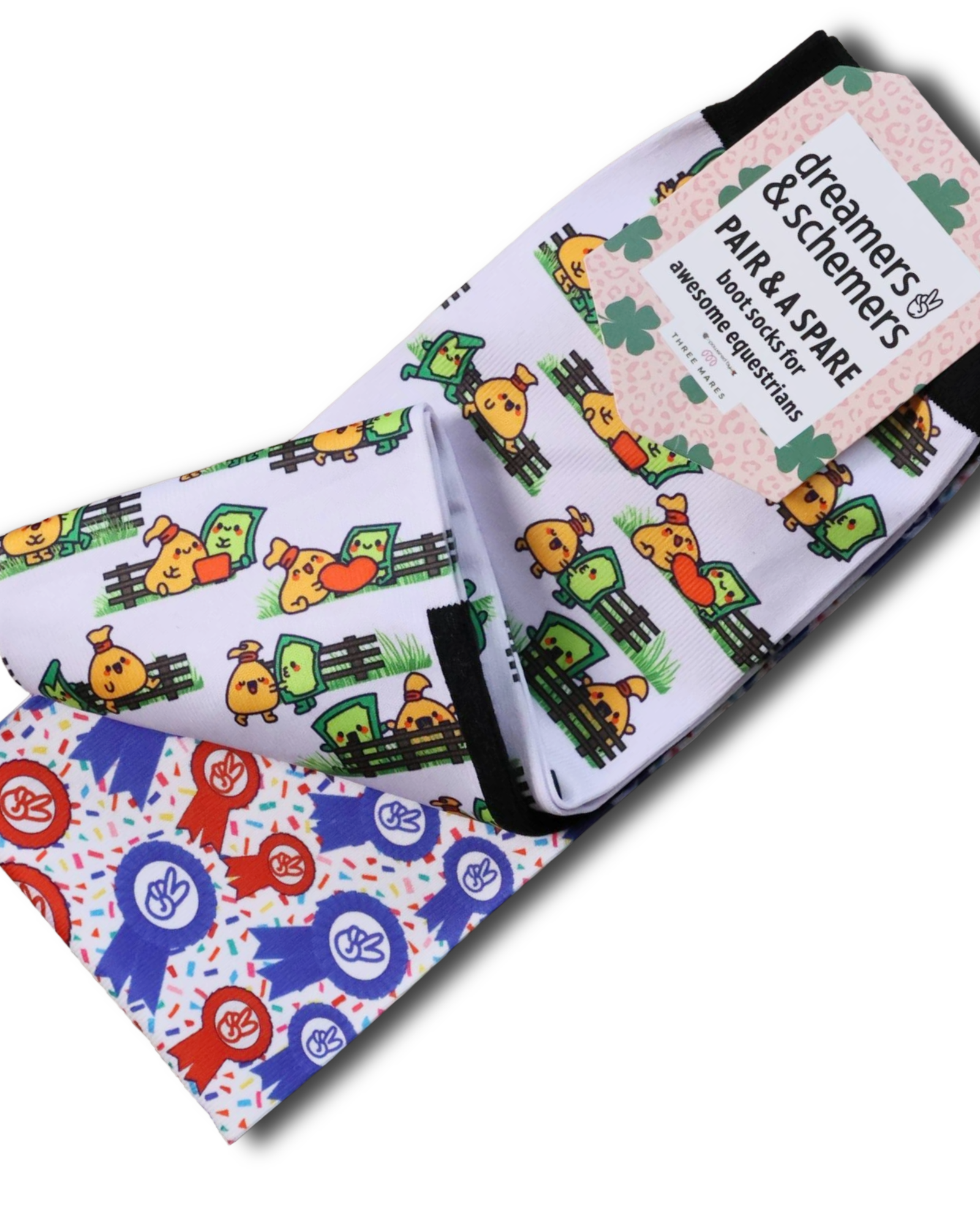 Bank Account Pair & a Spare equestrian boot socks featuring money cash print, alternate angle, by Dreamers & Schemers