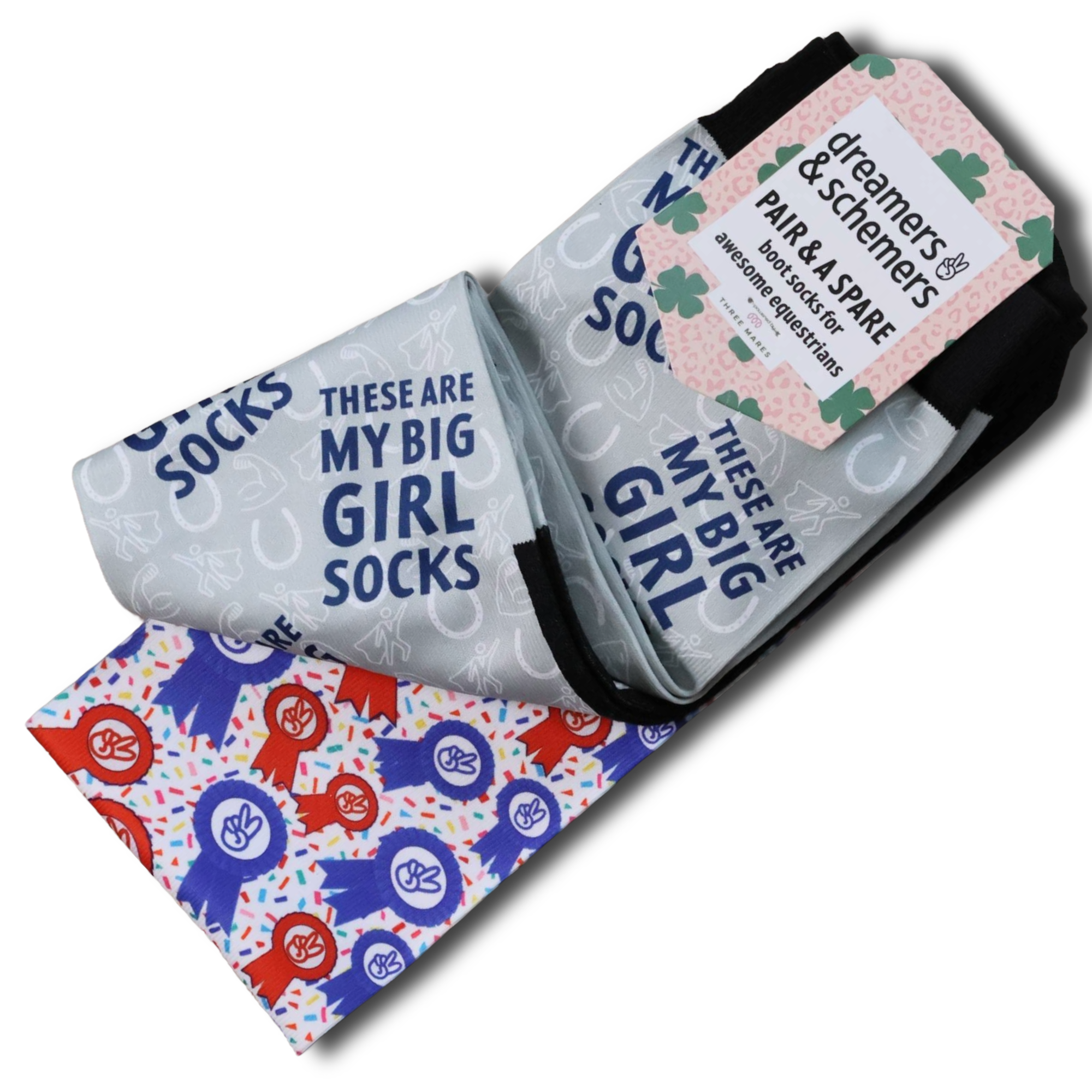 Pack of Big Girl Socks with spare black top boot socks for comfort and durability