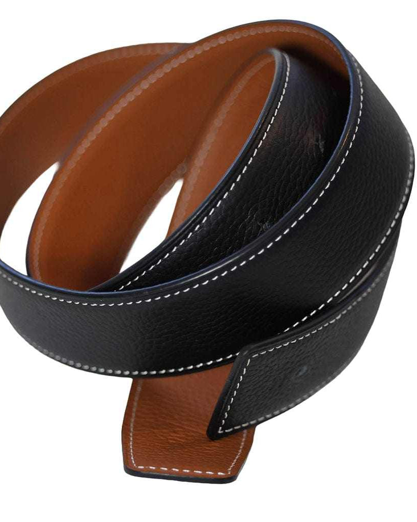 ManeJane Black/Chestnut Reversible Leather Belt Strap reversible leather belt, additional view, equestrian accessory by Dreamers & Schemers