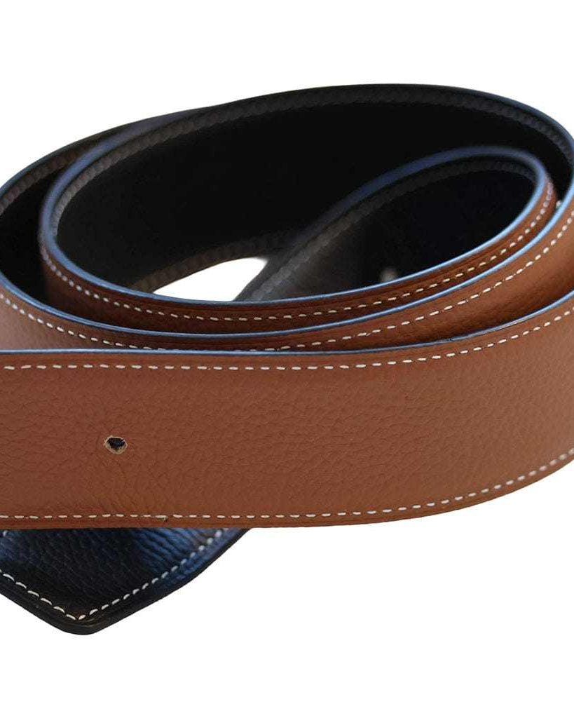 ManeJane Black/Chestnut Reversible Leather Belt Strap reversible leather belt, additional view, equestrian accessory by Dreamers & Schemers