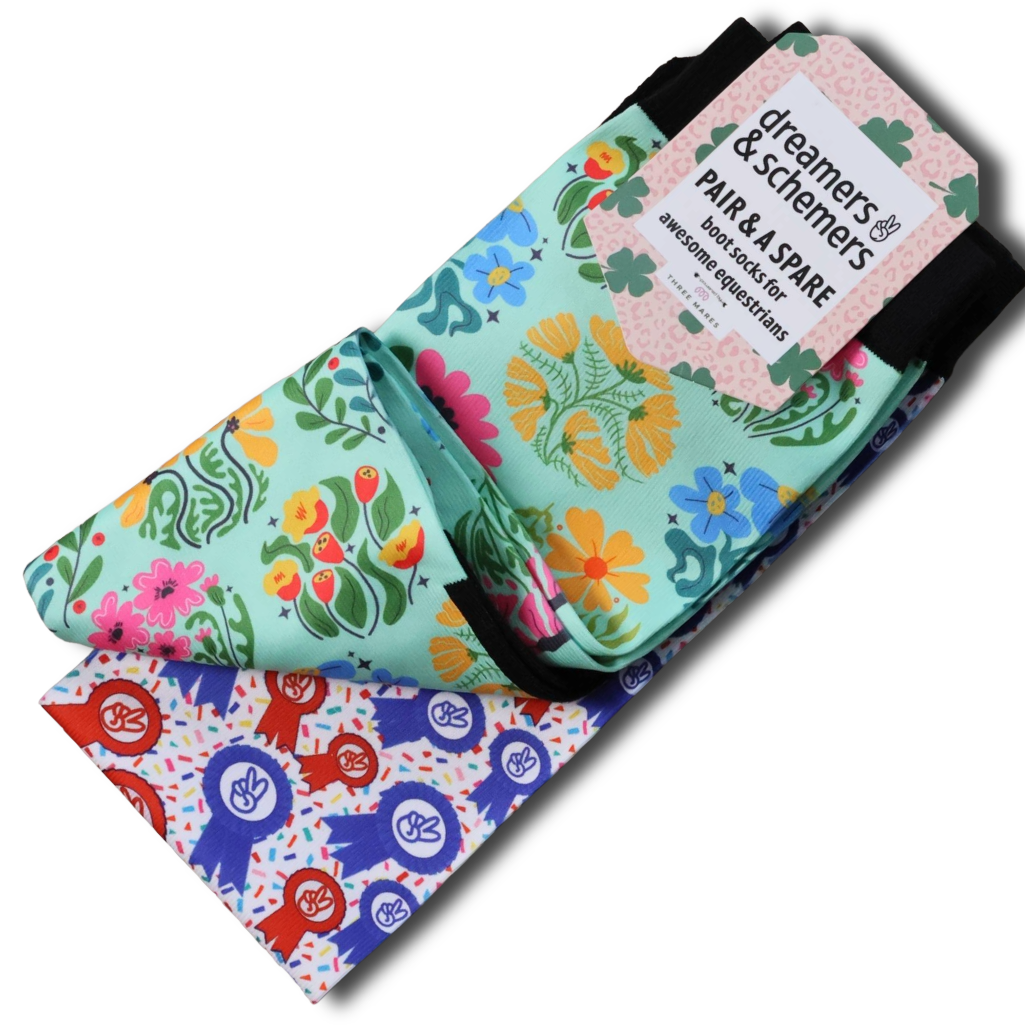 Pair of Bloomin' Pair & A Spare boot socks with extra stretchy knit cuff and cushioned heel designed for comfort and style