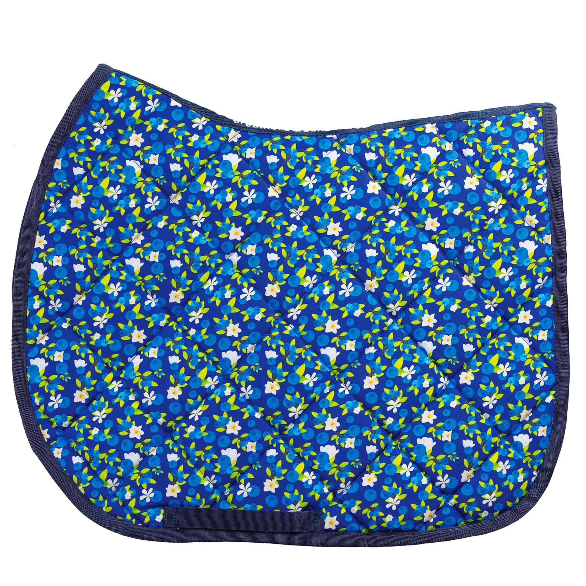 Blueberries Saddle Pad full size with cushy quilting and playful pattern