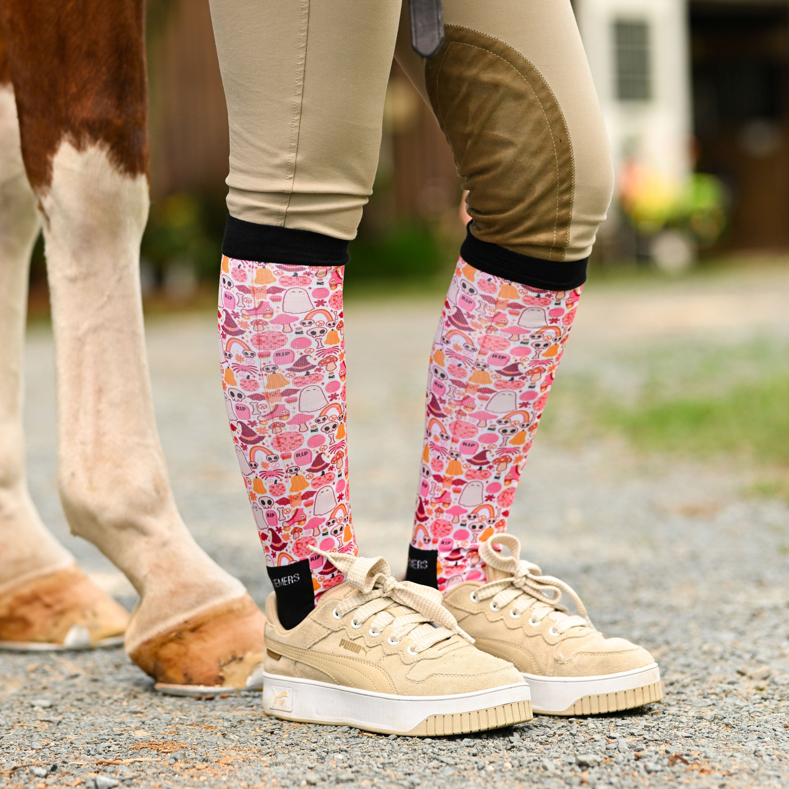 dreamers & schemers Pair & A Spare Boogie Frights Pair & A Spare Socks equestrian boot socks boot socks thin socks riding socks pattern socks tall socks funny socks knee high socks horse socks horse show socks