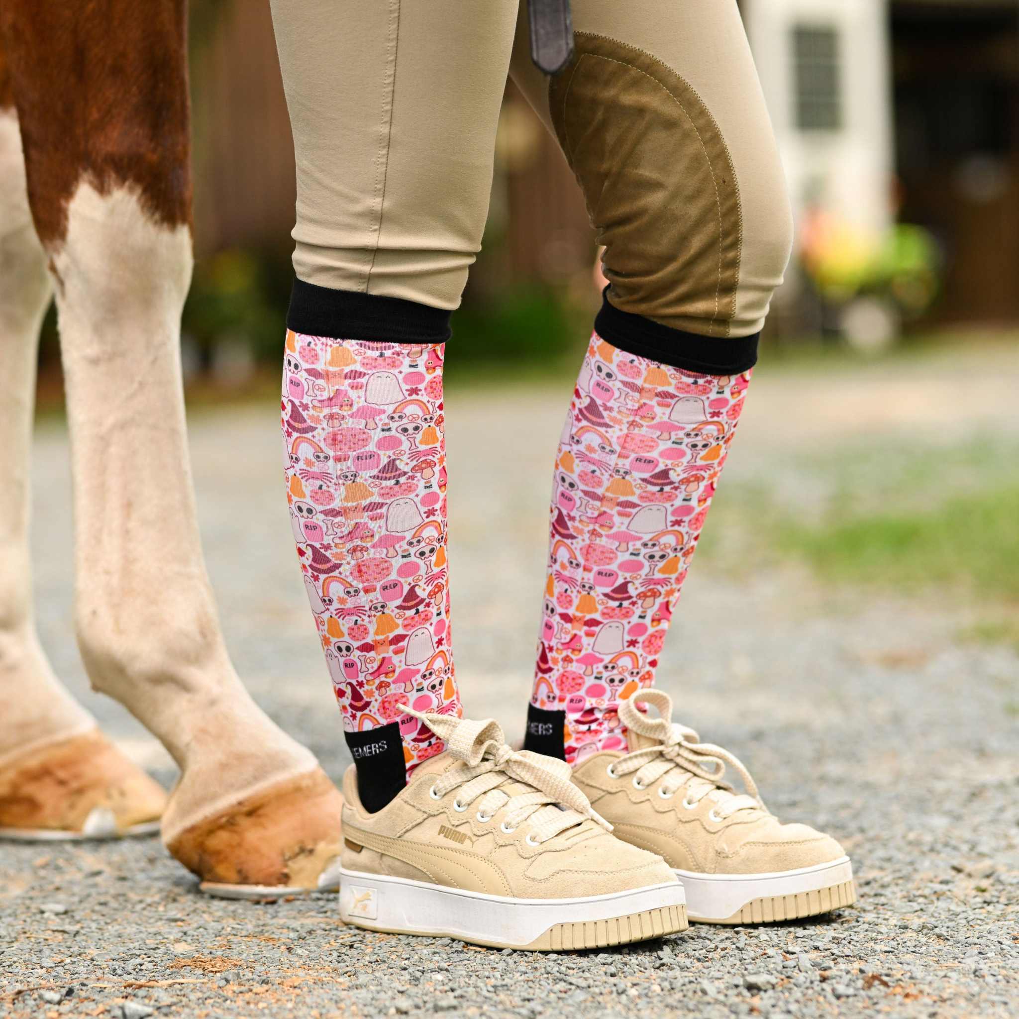 dreamers & schemers Pair & A Spare Boogie Frights Pair & A Spare Socks equestrian boot socks boot socks thin socks riding socks pattern socks tall socks funny socks knee high socks horse socks horse show socks