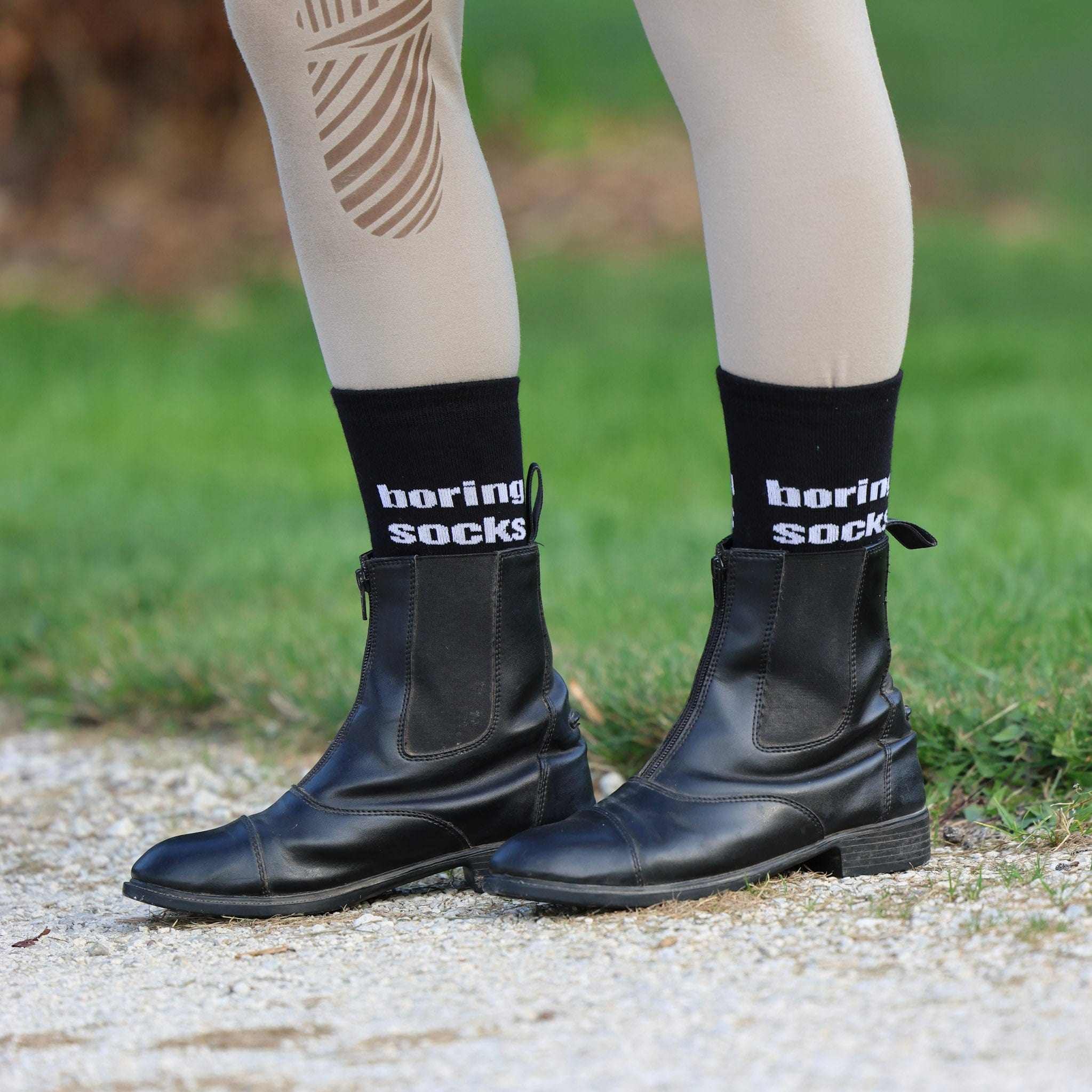 dreamers & schemers Crew Socks Boring Crew Socks equestrian boot socks boot socks thin socks riding socks pattern socks tall socks funny socks knee high socks horse socks horse show socks
