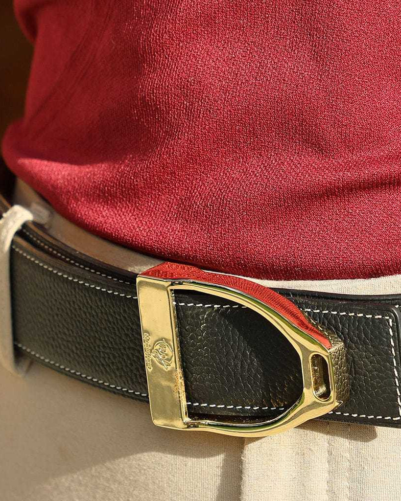 ManeJane Buckle Up! Stirrup Belt Buckle reversible leather belt, additional view, equestrian accessory by Dreamers & Schemers