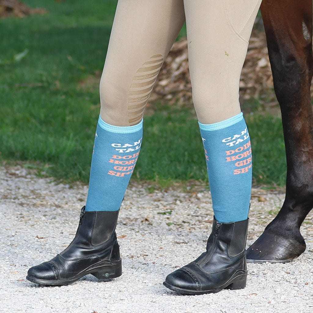 dreamers & schemers Knit Socks Can't Talk Boot Socks equestrian boot socks boot socks thin socks riding socks pattern socks tall socks funny socks knee high socks horse socks horse show socks