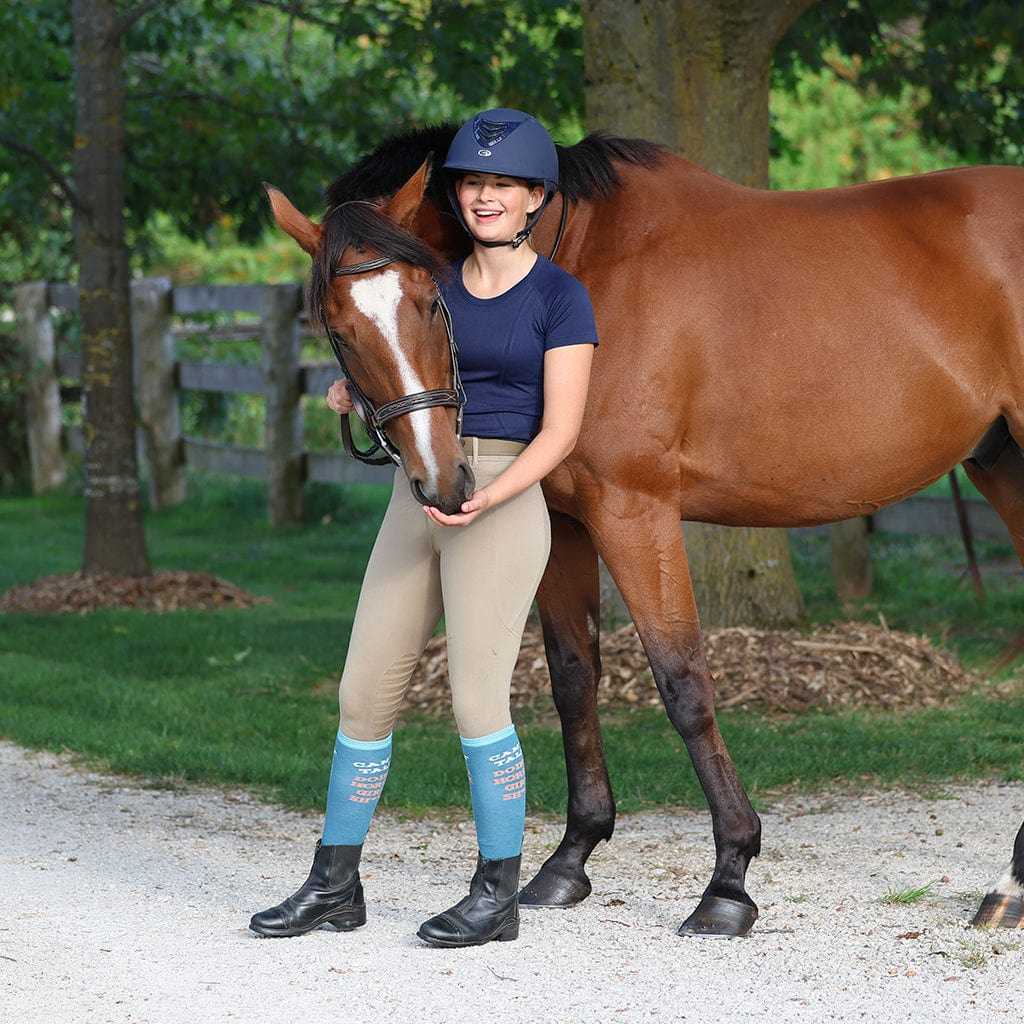 dreamers & schemers Knit Socks Can't Talk Boot Socks equestrian boot socks boot socks thin socks riding socks pattern socks tall socks funny socks knee high socks horse socks horse show socks