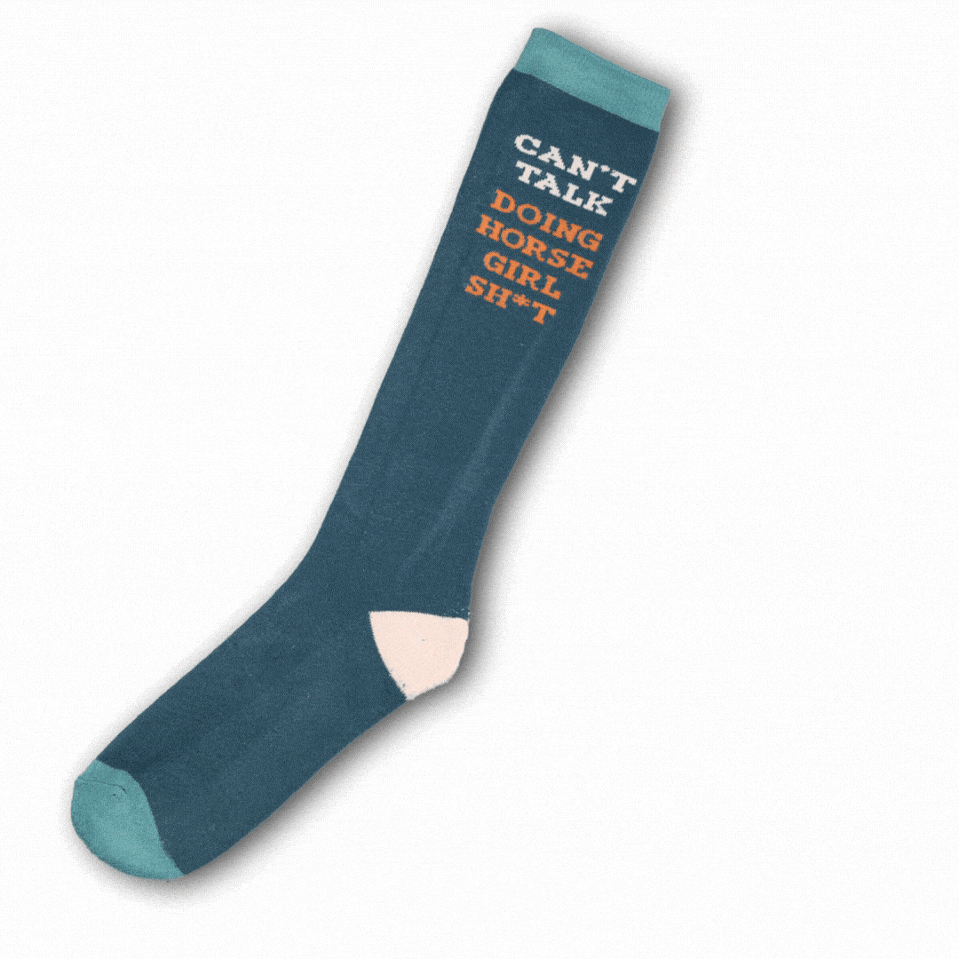 dreamers & schemers Knit Socks Can't Talk Knit Boot Socks equestrian boot socks boot socks thin socks riding socks pattern socks tall socks funny socks knee high socks horse socks horse show socks