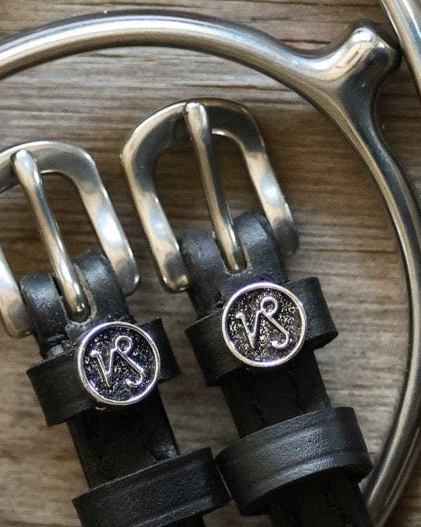 Capricorn Spur Straps black leather with stainless steel buckle and custom charm
