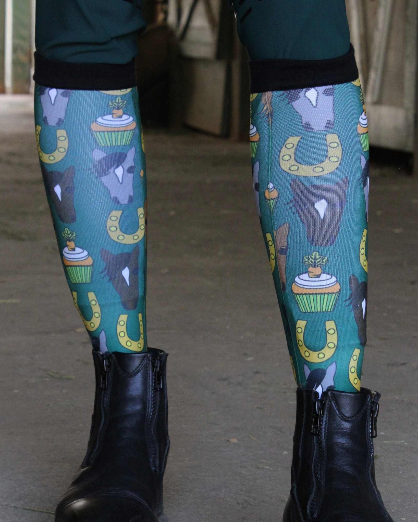 Carrot Cake Pair & a Spare equestrian boot socks, showing the full pattern layout