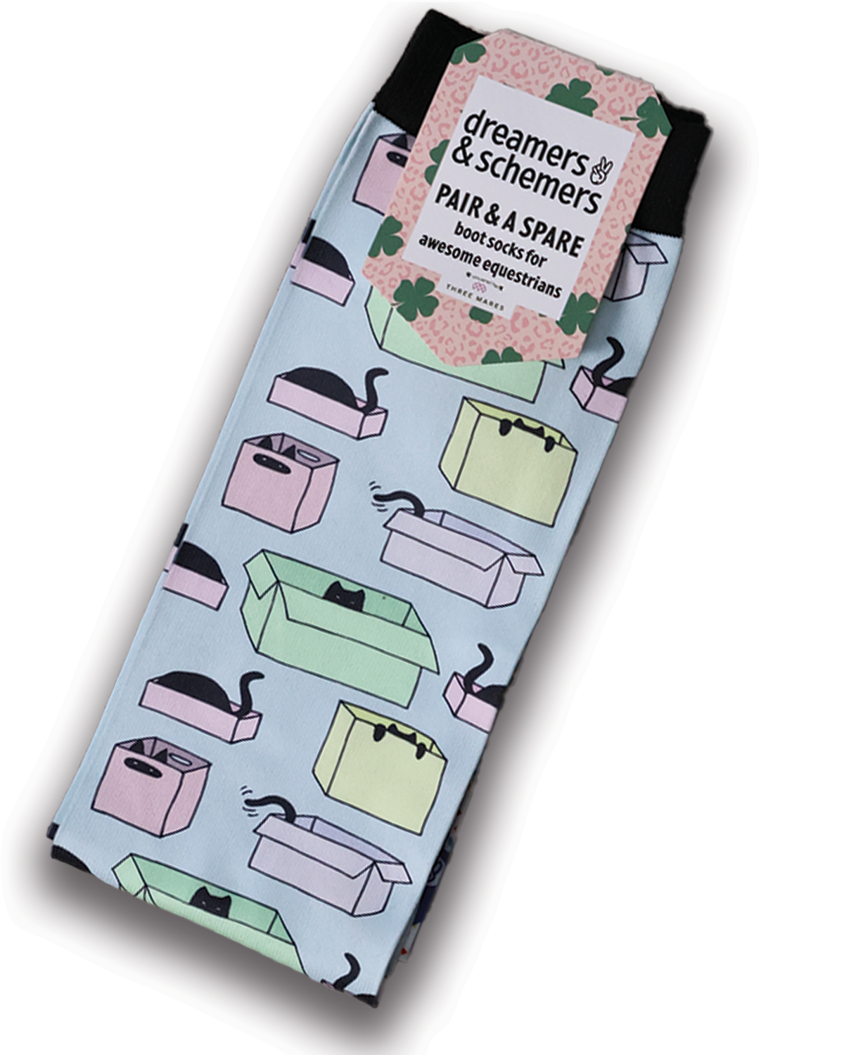 Cat In A Box Pair & a Spare equestrian boot socks, by Dreamers & Schemers