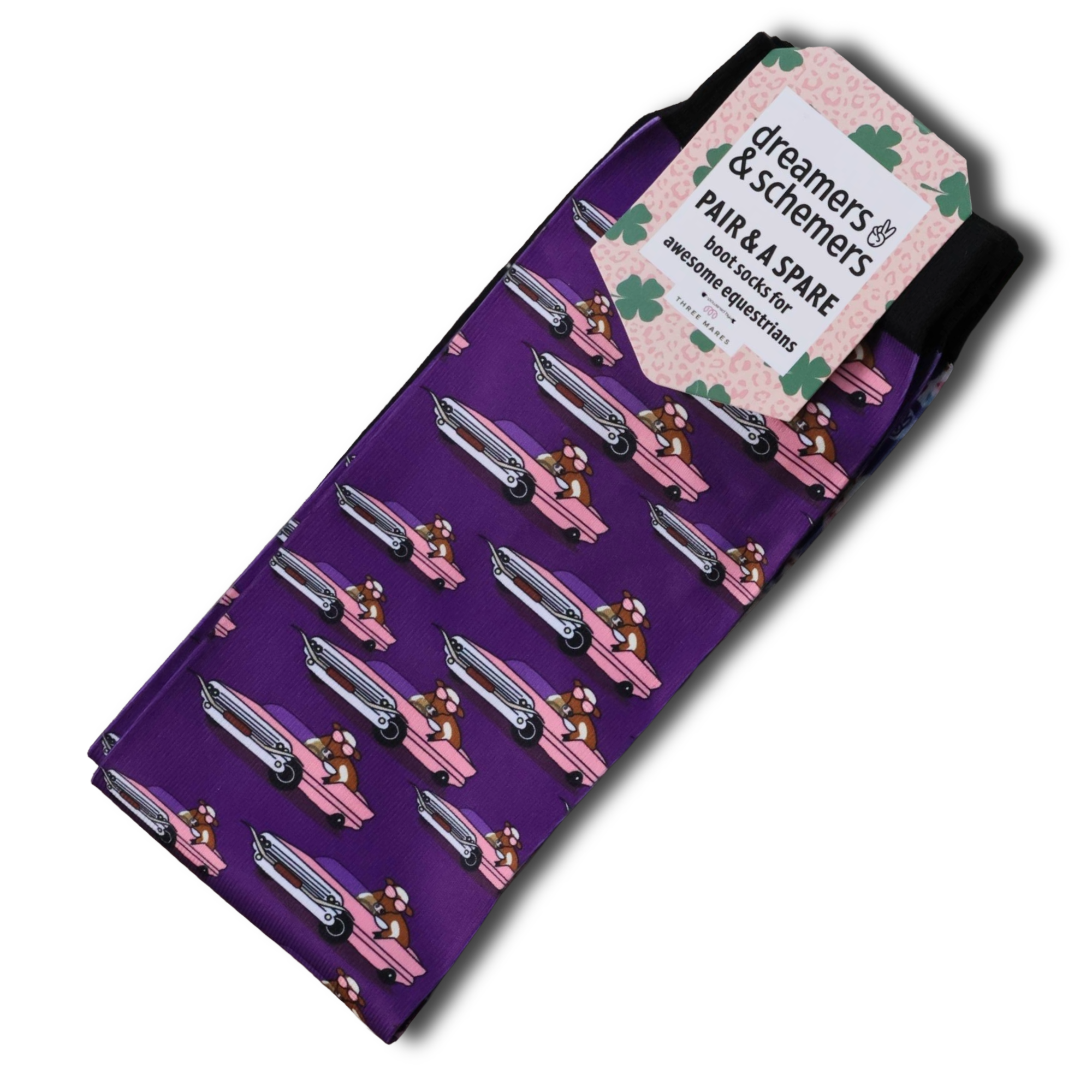 CattleLac Pair & A Spare Socks black boot socks with smooth flat-seam toe in pack of three