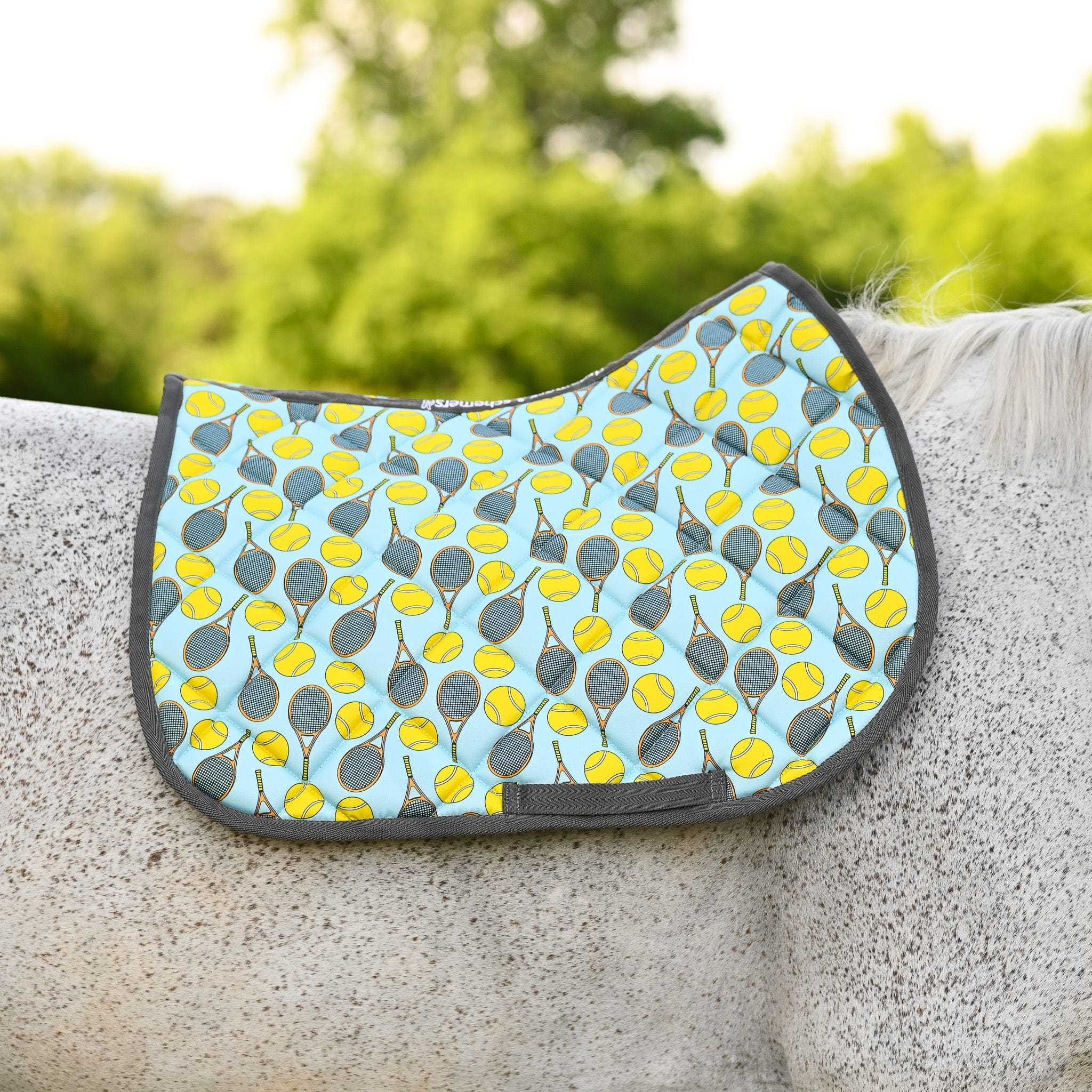 Dreamers & Schemers Cause a Racquet Saddle Pad – patterned saddle pad, equestrian gift, horseback riding gear from Dreamers & Schemers Saddle Pads