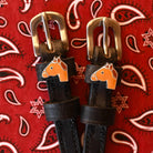 Chestnut Horse Spur Straps ManeJane black leather spur straps with non-stretch interior and stainless steel buckle for Engl.