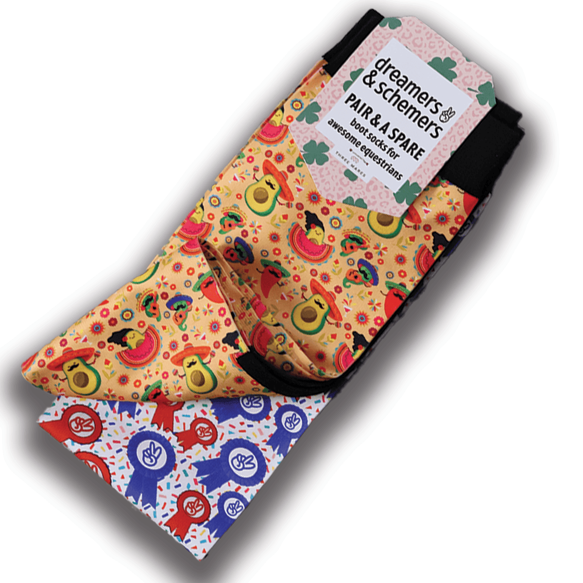 Colorful Spicy Mariachi boot socks with extra stretchy fit and black cuff