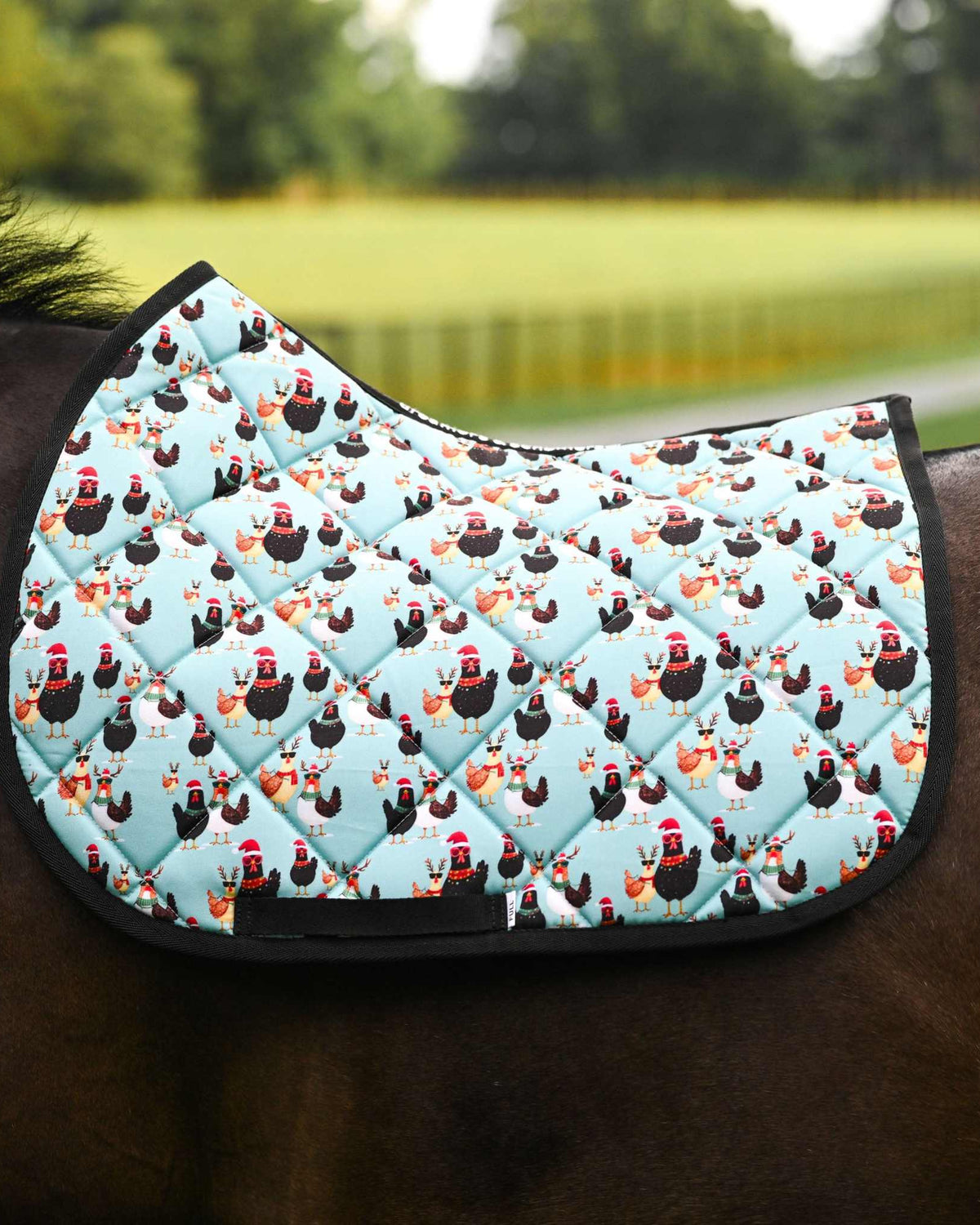 Cluck-Mas all-purpose saddle pad, additional view, by Dreamers & Schemers
