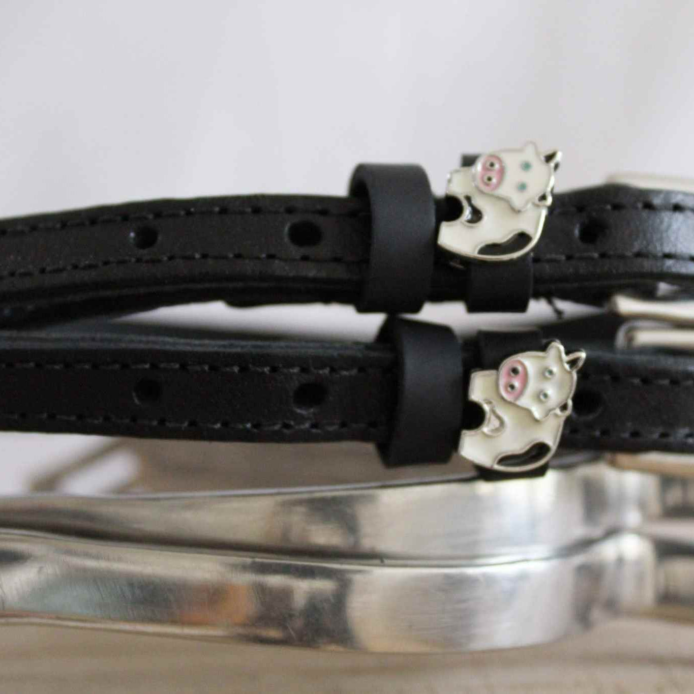 ManeJane Black Spur Straps 14 inch (youth) Cow Spur Straps equestrian boot socks boot socks thin socks riding socks pattern socks tall socks funny socks knee high socks horse socks horse show socks