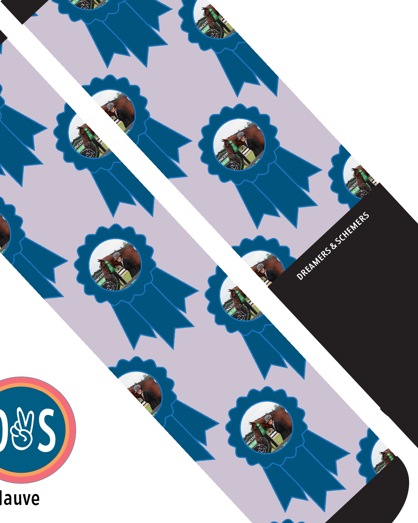 Custom AL Custom Socks Adult / Mauve Custom Blue Ribbon Socks 1 Photo equestrian boot socks boot socks thin socks riding socks pattern socks tall socks funny socks knee high socks horse socks horse show socks