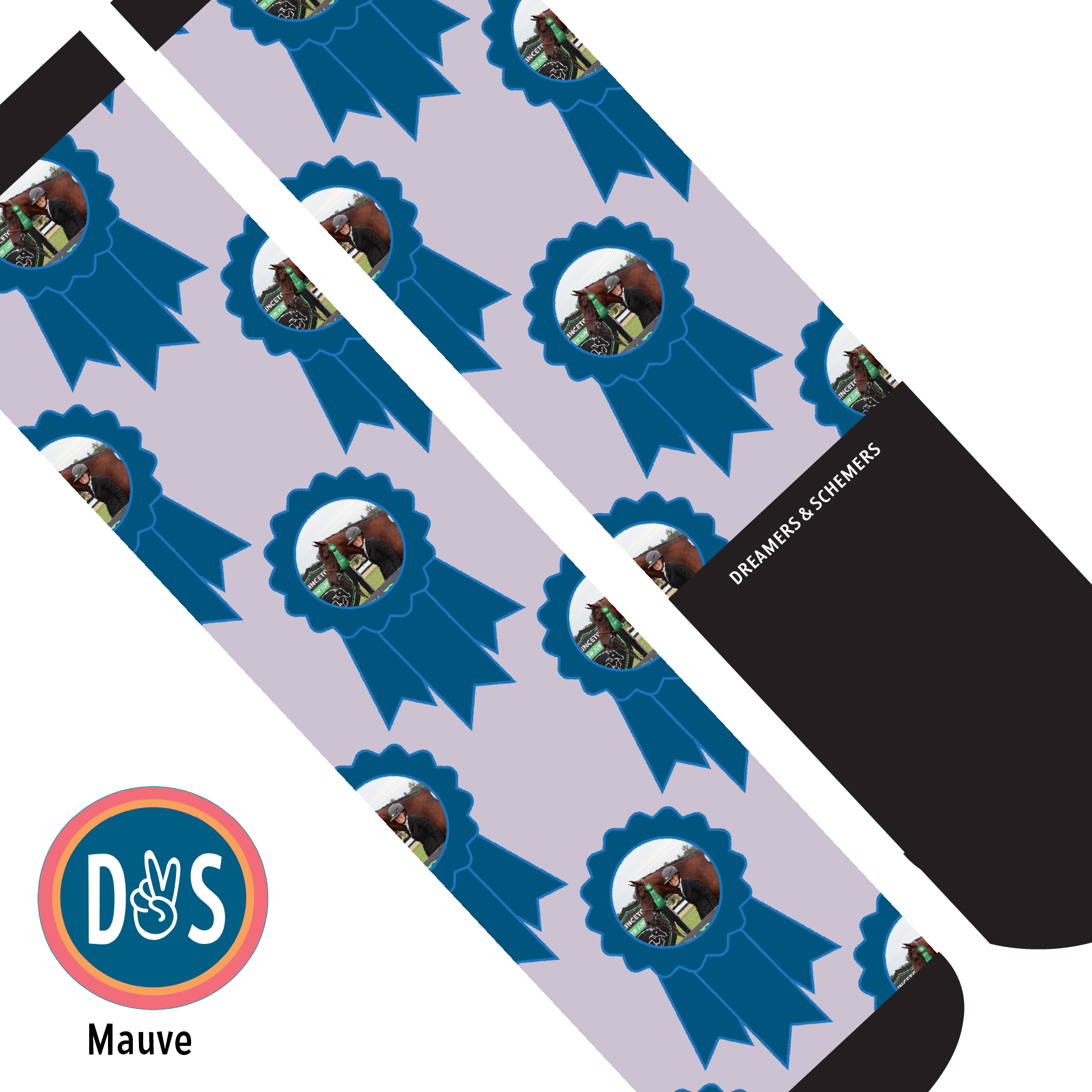 Custom AL Custom Socks Adult / Mauve Custom Blue Ribbon Socks 1 Photo equestrian boot socks boot socks thin socks riding socks pattern socks tall socks funny socks knee high socks horse socks horse show socks