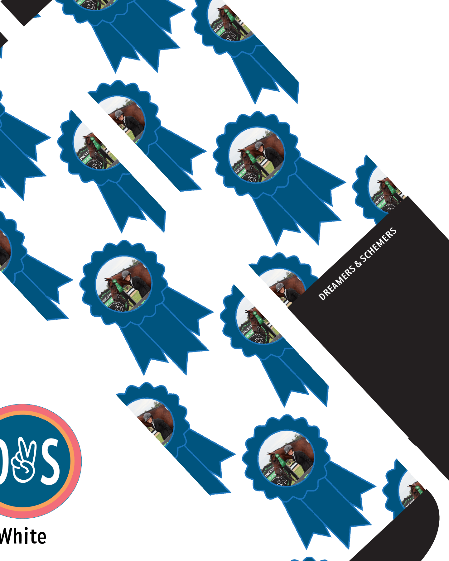 Custom AL Custom Socks Adult / White Custom Blue Ribbon Socks 1 Photo equestrian boot socks boot socks thin socks riding socks pattern socks tall socks funny socks knee high socks horse socks horse show socks