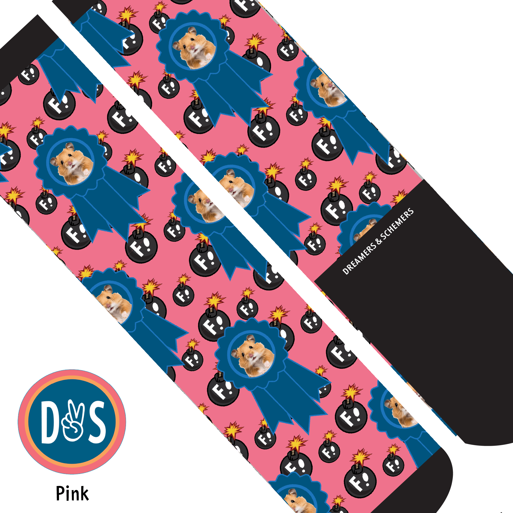 Custom AL Custom Socks Adult / Pink Custom Blue Ribbon with F Bombs Socks 1 Photo equestrian boot socks boot socks thin socks riding socks pattern socks tall socks funny socks knee high socks horse socks horse show socks