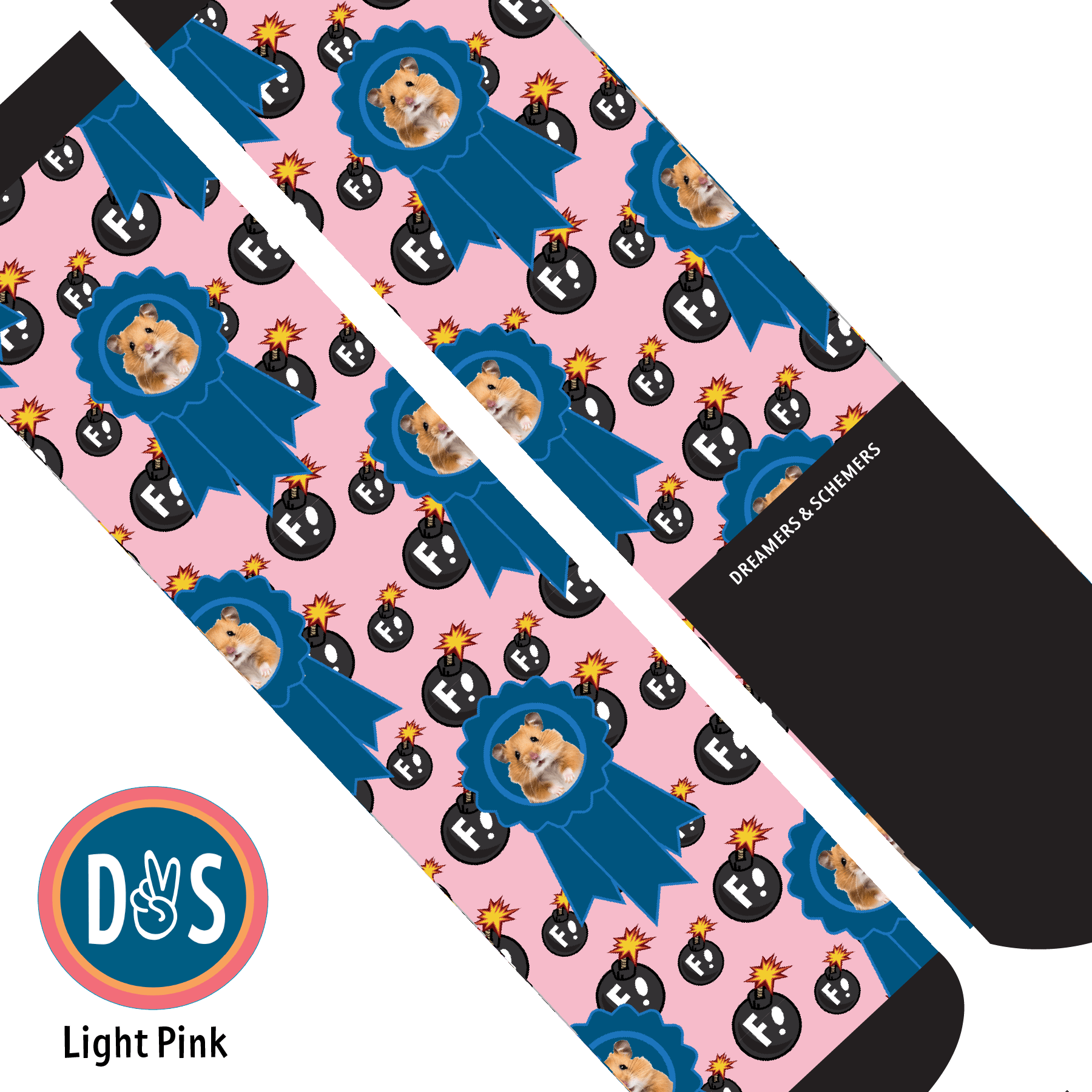 Custom AL Custom Socks Adult / Light Pink Custom Blue Ribbon with F Bombs Socks 1 Photo equestrian boot socks boot socks thin socks riding socks pattern socks tall socks funny socks knee high socks horse socks horse show socks