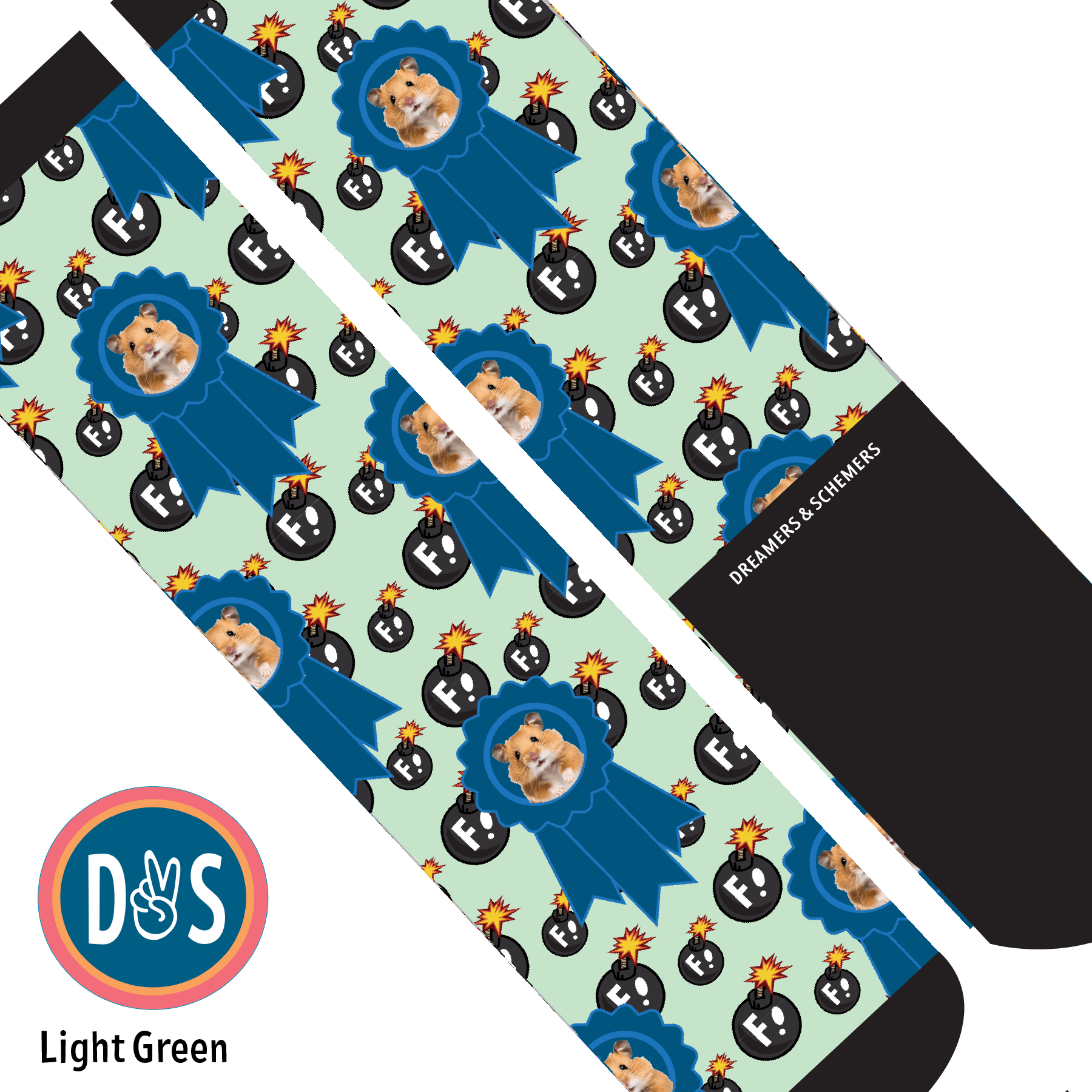 Custom AL Custom Socks Adult / Light Green Custom Blue Ribbon with F Bombs Socks 1 Photo equestrian boot socks boot socks thin socks riding socks pattern socks tall socks funny socks knee high socks horse socks horse show socks