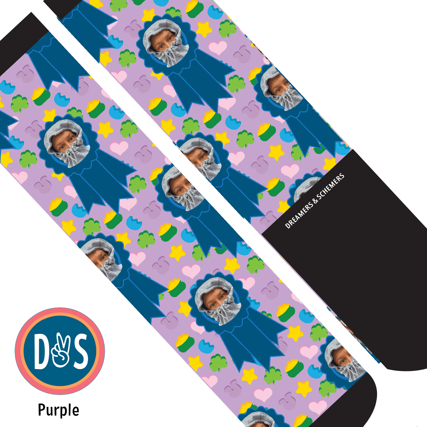 Custom AL Custom Socks Adult / Purple Custom Blue Ribbon with Lucky Treats Socks 1 Photo equestrian boot socks boot socks thin socks riding socks pattern socks tall socks funny socks knee high socks horse socks horse show socks