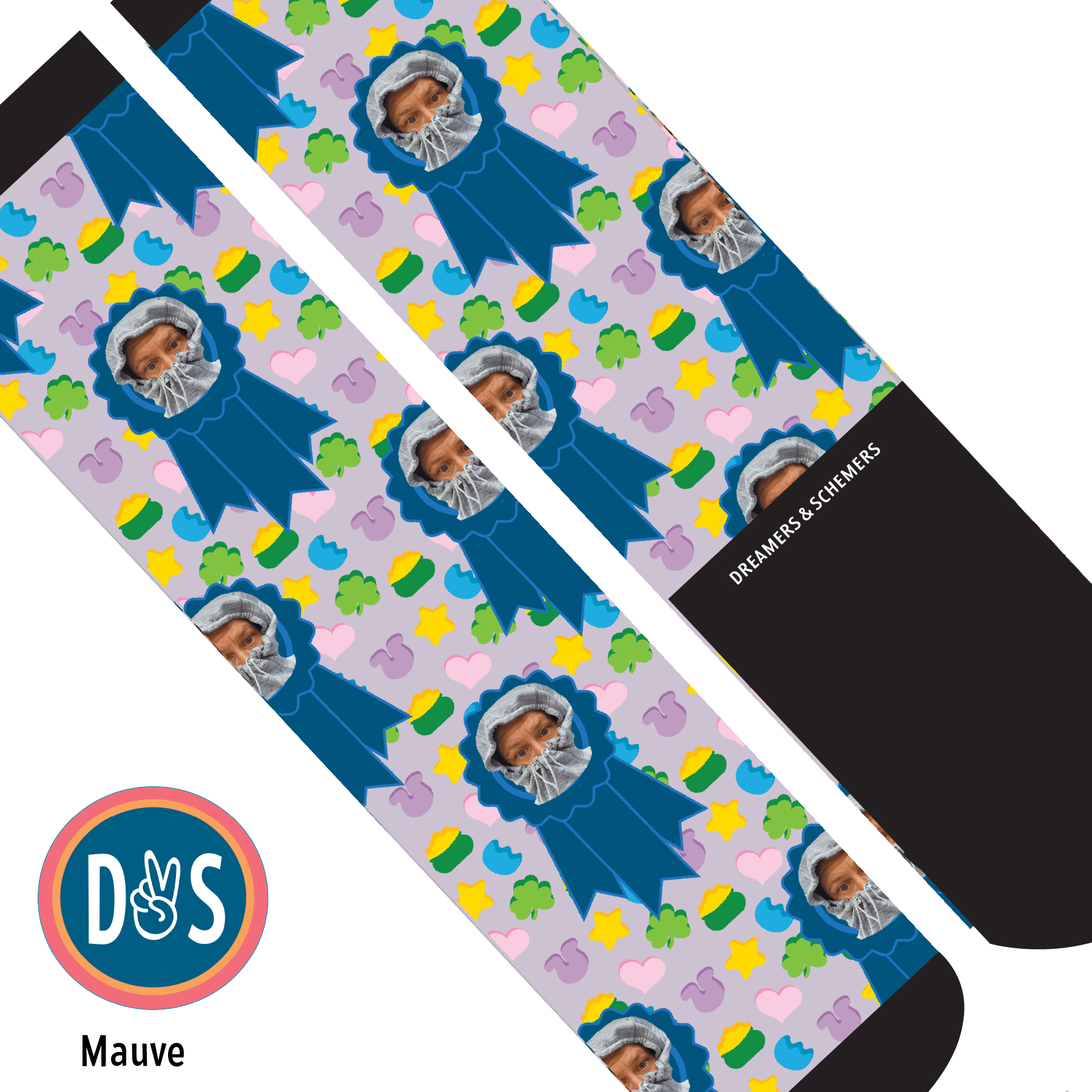 Custom AL Custom Socks Adult / Mauve Custom Blue Ribbon with Lucky Treats Socks 1 Photo equestrian boot socks boot socks thin socks riding socks pattern socks tall socks funny socks knee high socks horse socks horse show socks