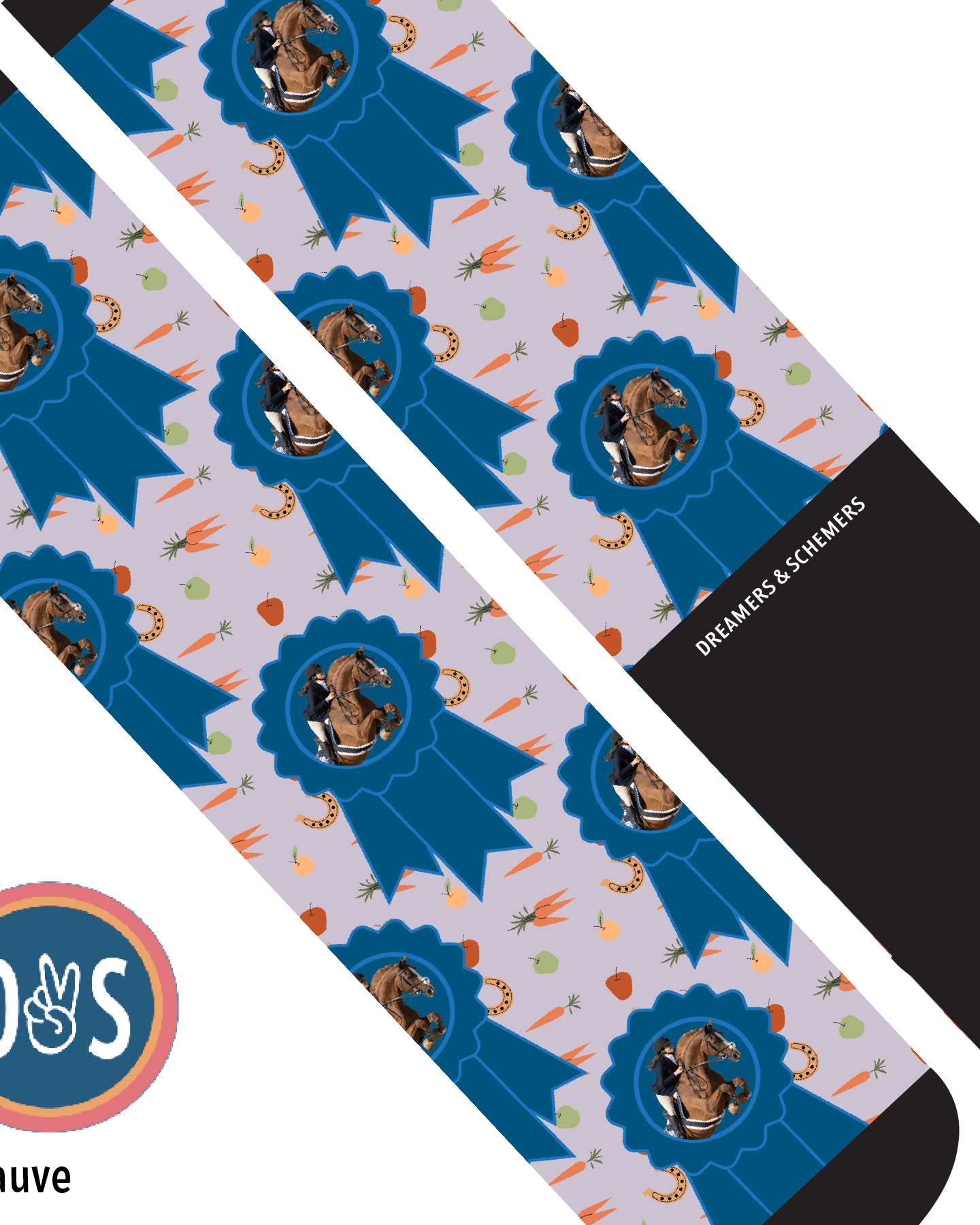 Custom AL Custom Socks Adult / Mauve Custom Blue Ribbon with Stable Snackies Socks 1 Photo equestrian boot socks boot socks thin socks riding socks pattern socks tall socks funny socks knee high socks horse socks horse show socks