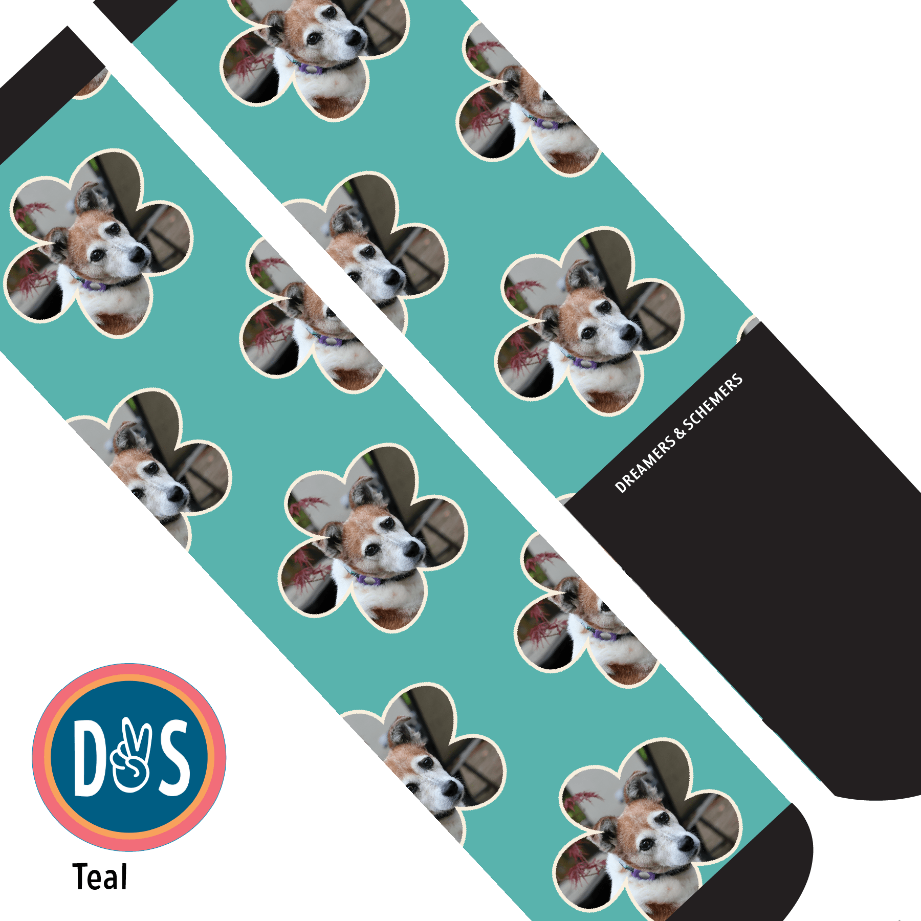 Custom AL Custom Socks Adult / Teal Custom Flower Socks 1 Photo equestrian boot socks boot socks thin socks riding socks pattern socks tall socks funny socks knee high socks horse socks horse show socks