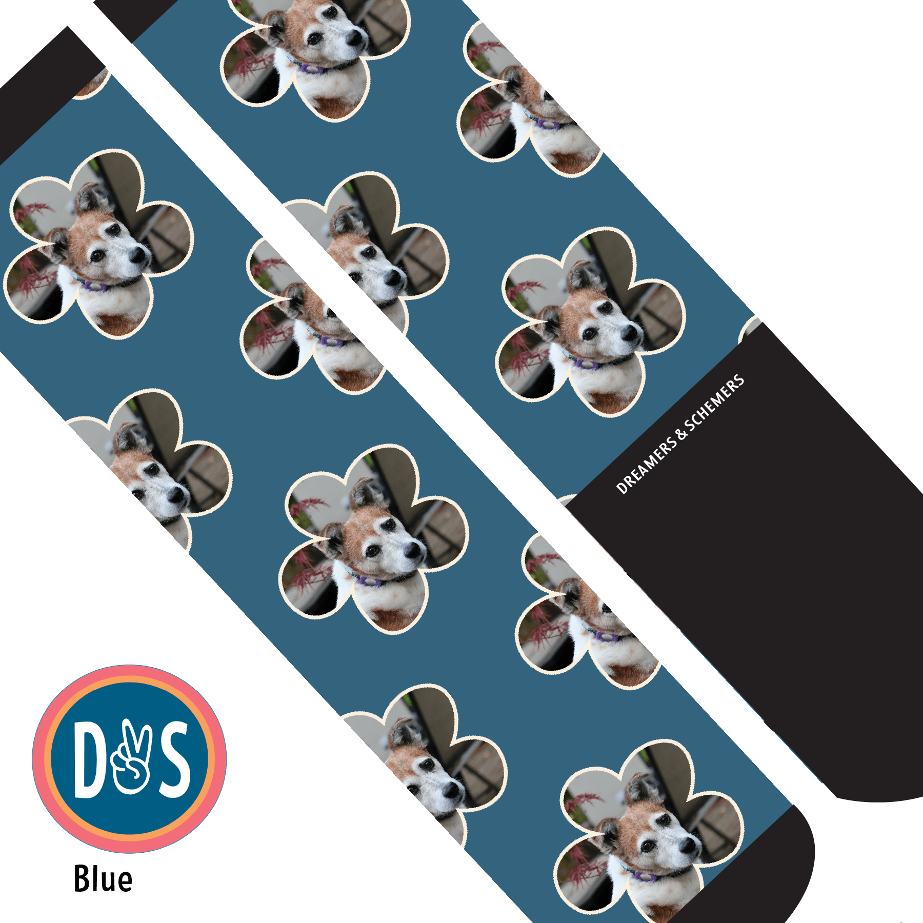 Custom AL Custom Socks Adult / Blue Custom Flower Socks 1 Photo equestrian boot socks boot socks thin socks riding socks pattern socks tall socks funny socks knee high socks horse socks horse show socks