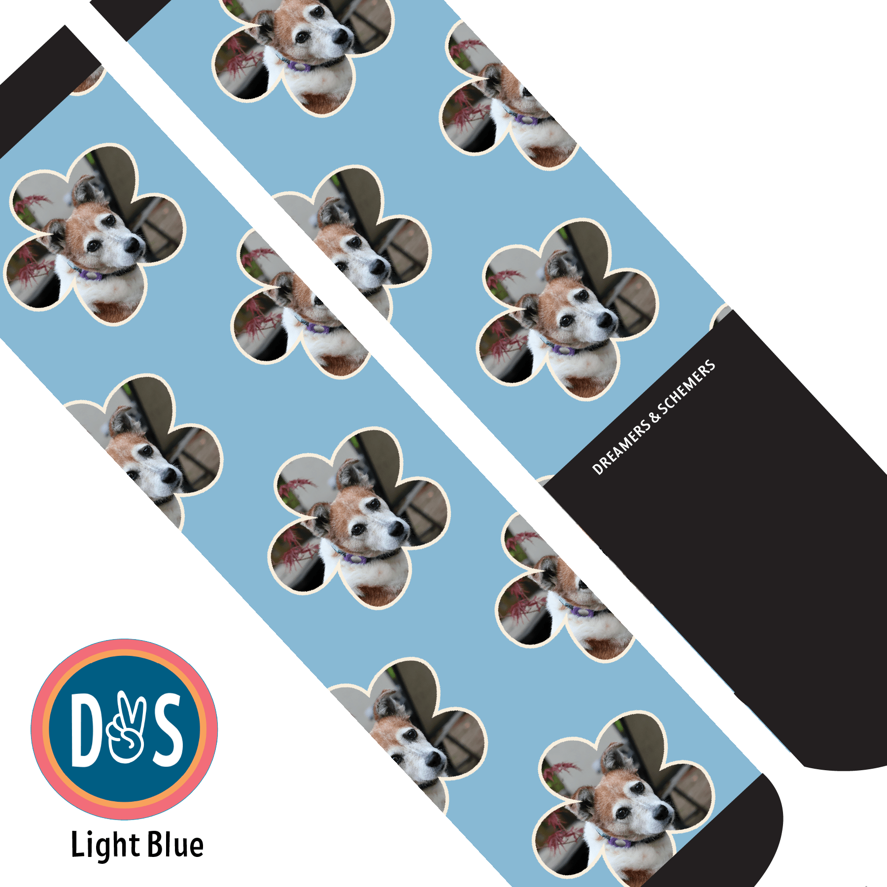 Custom AL Custom Socks Adult / Light Blue Custom Flower Socks 1 Photo equestrian boot socks boot socks thin socks riding socks pattern socks tall socks funny socks knee high socks horse socks horse show socks