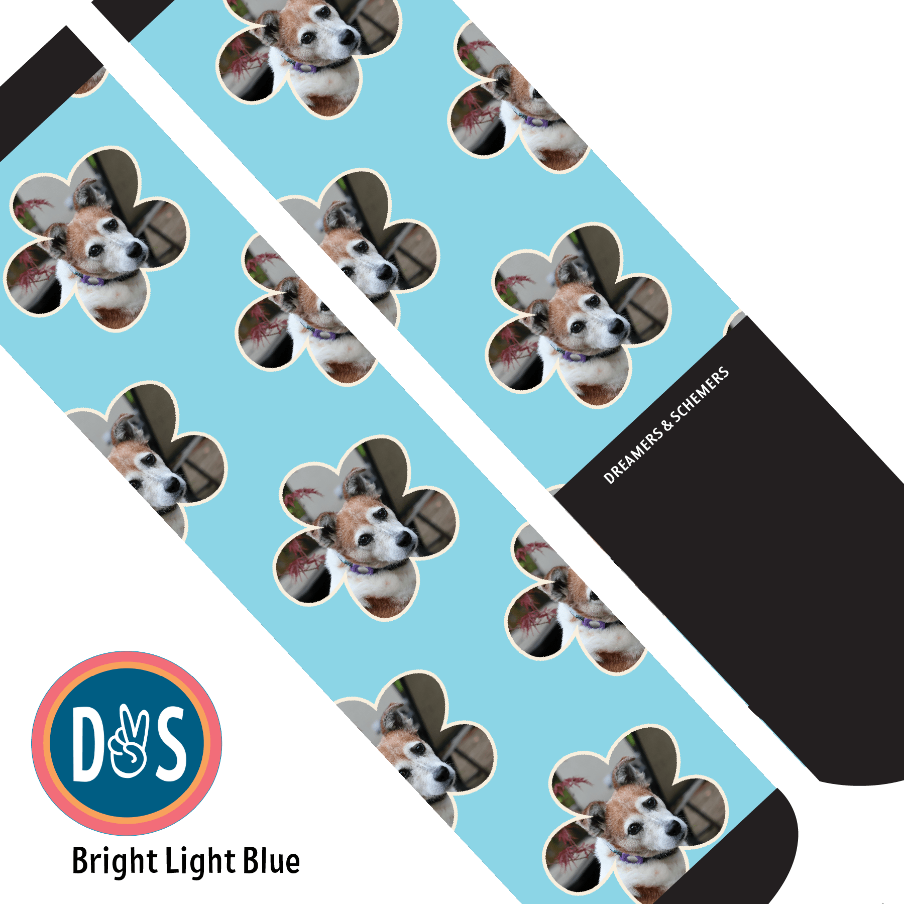 Custom AL Custom Socks Adult / Bright Light Blue Custom Flower Socks 1 Photo equestrian boot socks boot socks thin socks riding socks pattern socks tall socks funny socks knee high socks horse socks horse show socks