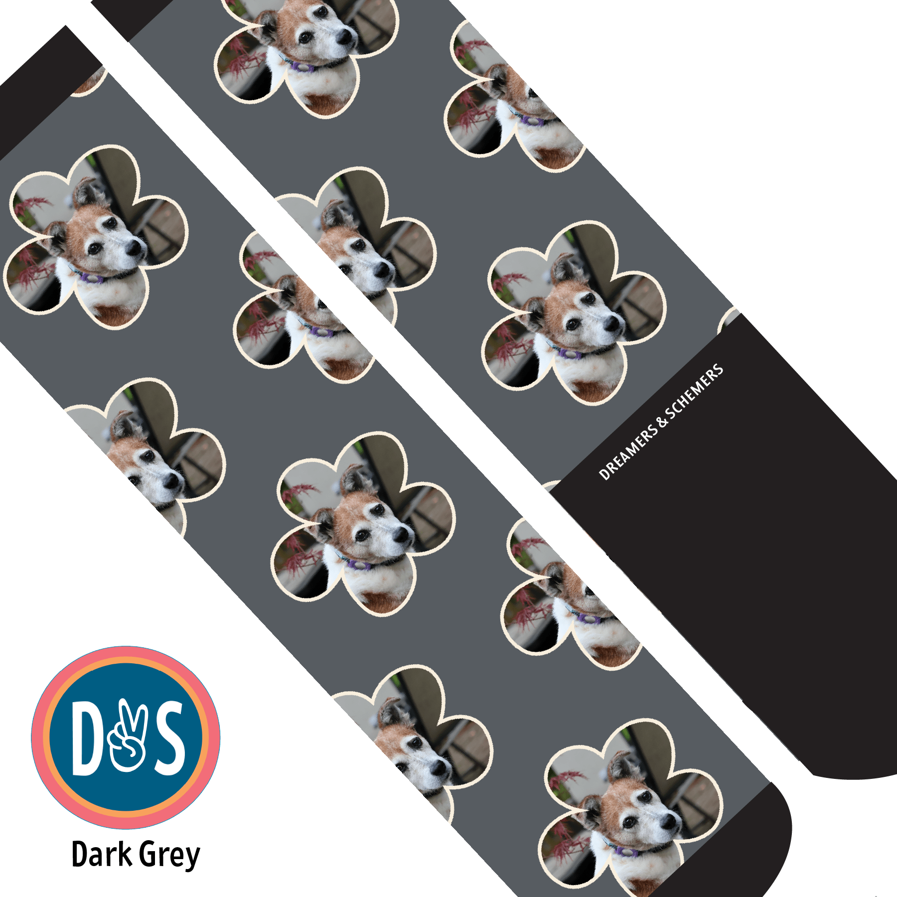 Custom AL Custom Socks Adult / Dark Grey Custom Flower Socks 1 Photo equestrian boot socks boot socks thin socks riding socks pattern socks tall socks funny socks knee high socks horse socks horse show socks