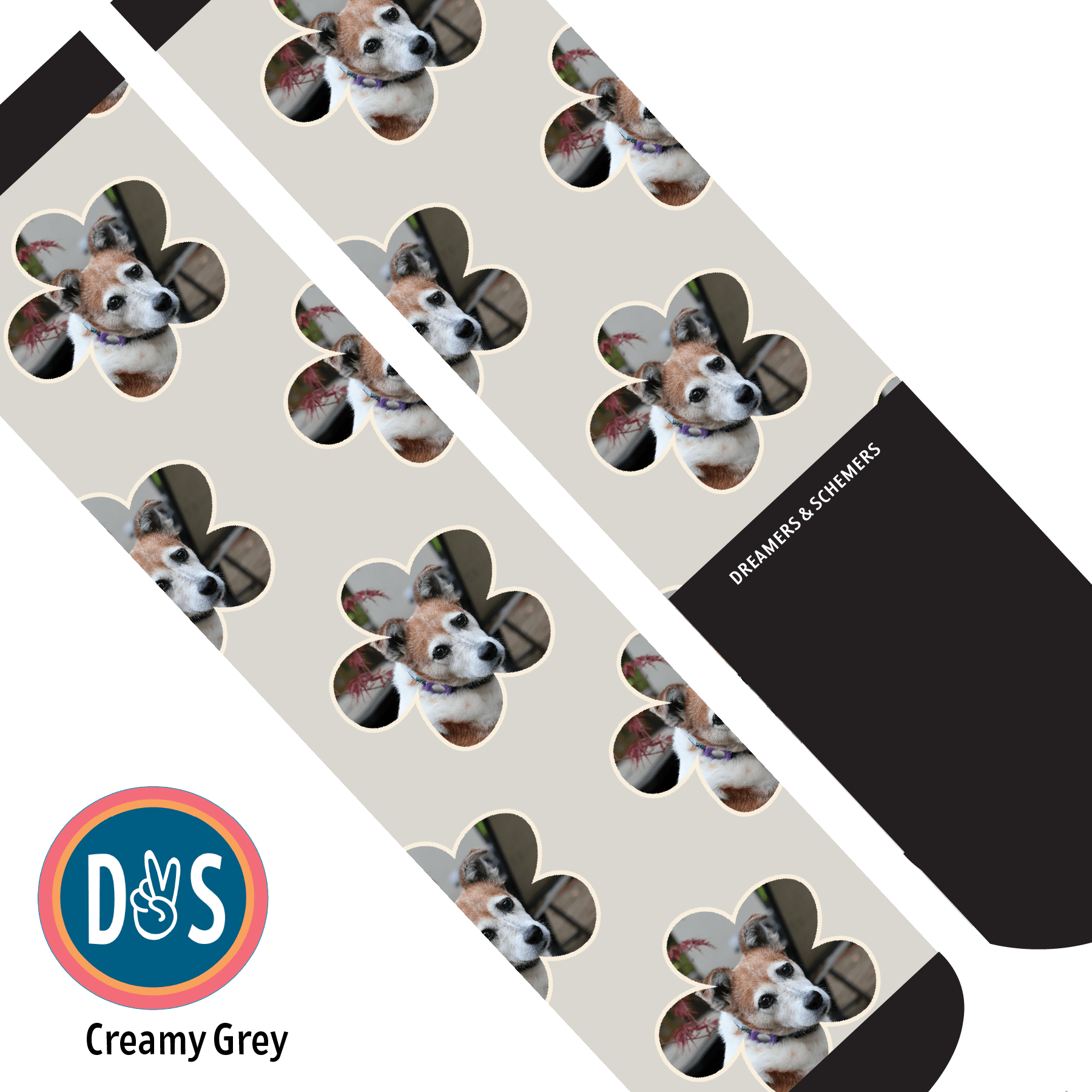 Custom AL Custom Socks Adult / Creamy Grey Custom Flower Socks 1 Photo equestrian boot socks boot socks thin socks riding socks pattern socks tall socks funny socks knee high socks horse socks horse show socks