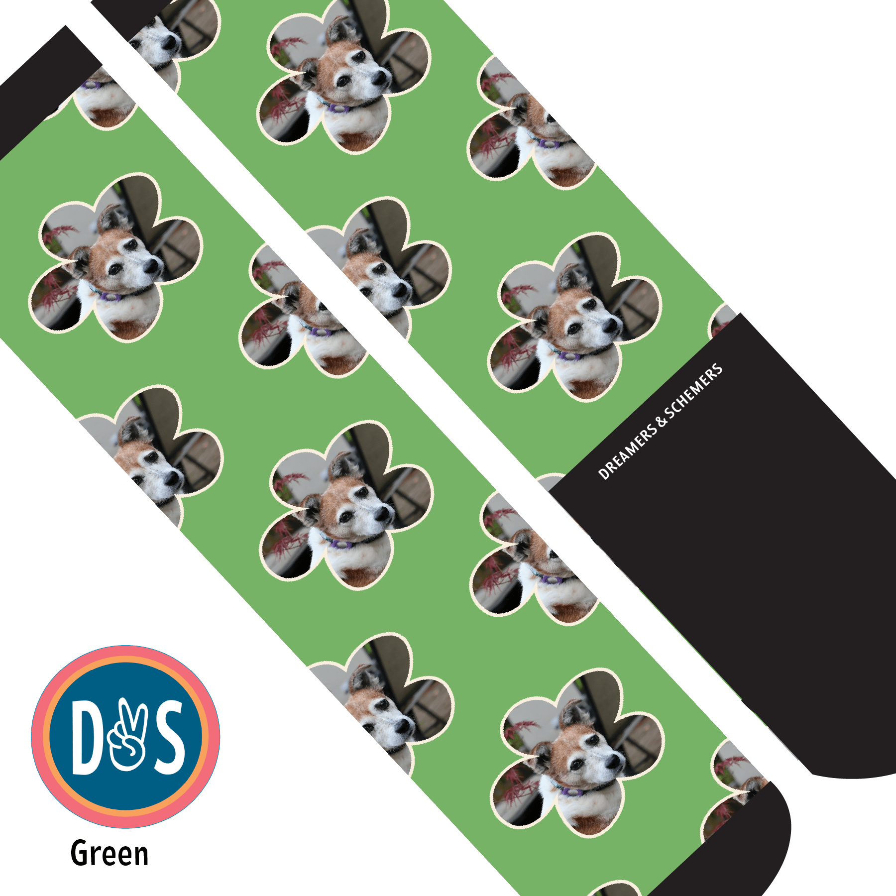 Custom AL Custom Socks Adult / Green Custom Flower Socks 1 Photo equestrian boot socks boot socks thin socks riding socks pattern socks tall socks funny socks knee high socks horse socks horse show socks