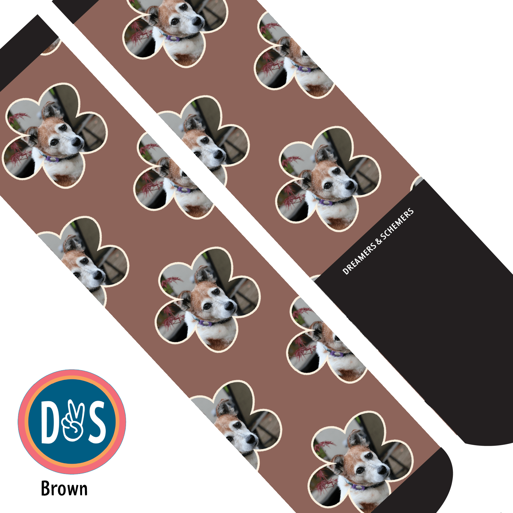 Custom AL Custom Socks Adult / Brown Custom Flower Socks 1 Photo equestrian boot socks boot socks thin socks riding socks pattern socks tall socks funny socks knee high socks horse socks horse show socks