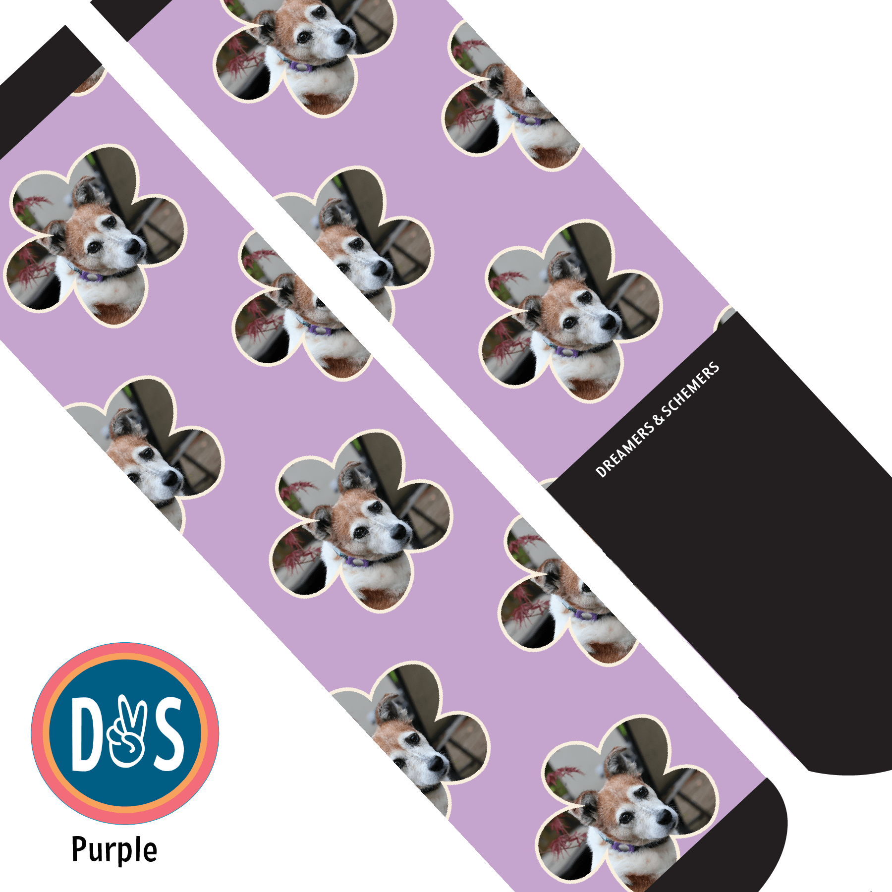 Custom AL Custom Socks Adult / Purple Custom Flower Socks 1 Photo equestrian boot socks boot socks thin socks riding socks pattern socks tall socks funny socks knee high socks horse socks horse show socks